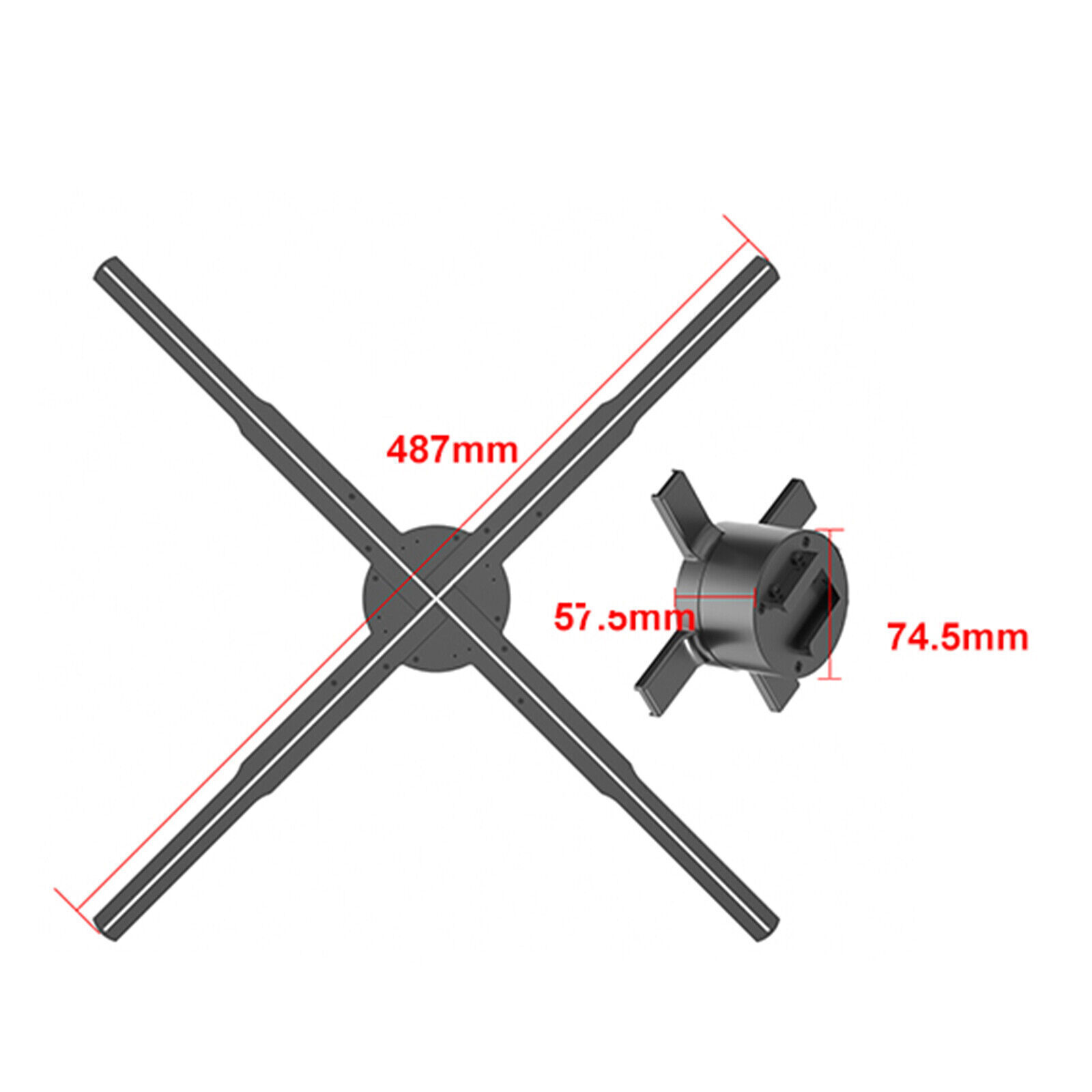 3D Holographic Fan Hologram 3-Fan Projector LED Light RGB Sign + Stand 63&Prime;