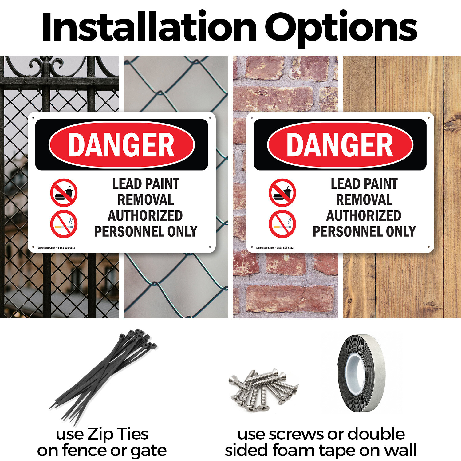 (2 Pack) Lead Paint Removal Authorized OSHA Danger Sign Decal Metal Plastic