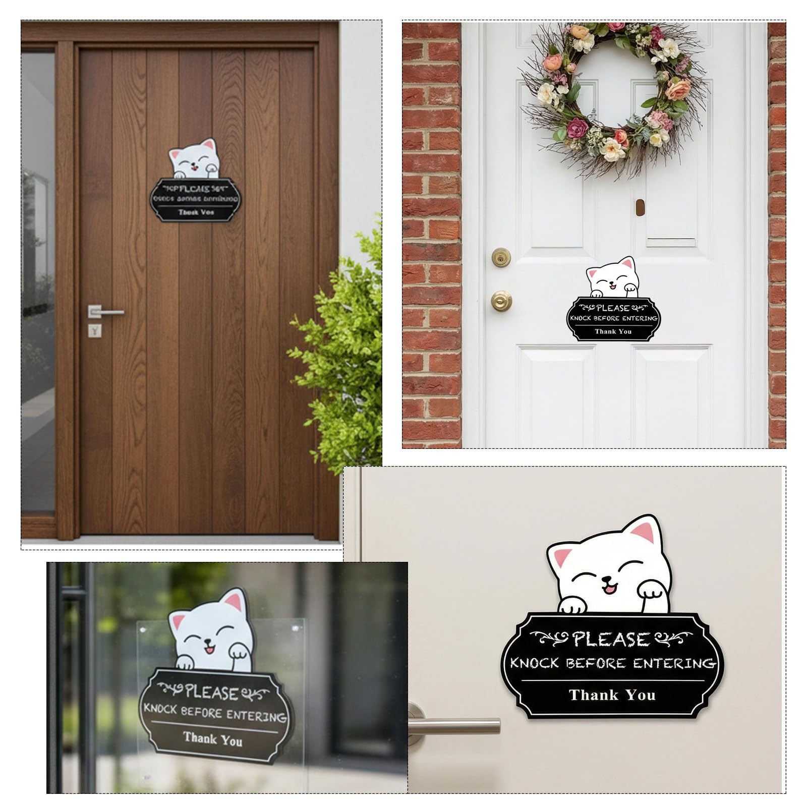 2Pcs Please Knock Sign for Door Stickers,Self Adhesive Knock Before Entering …