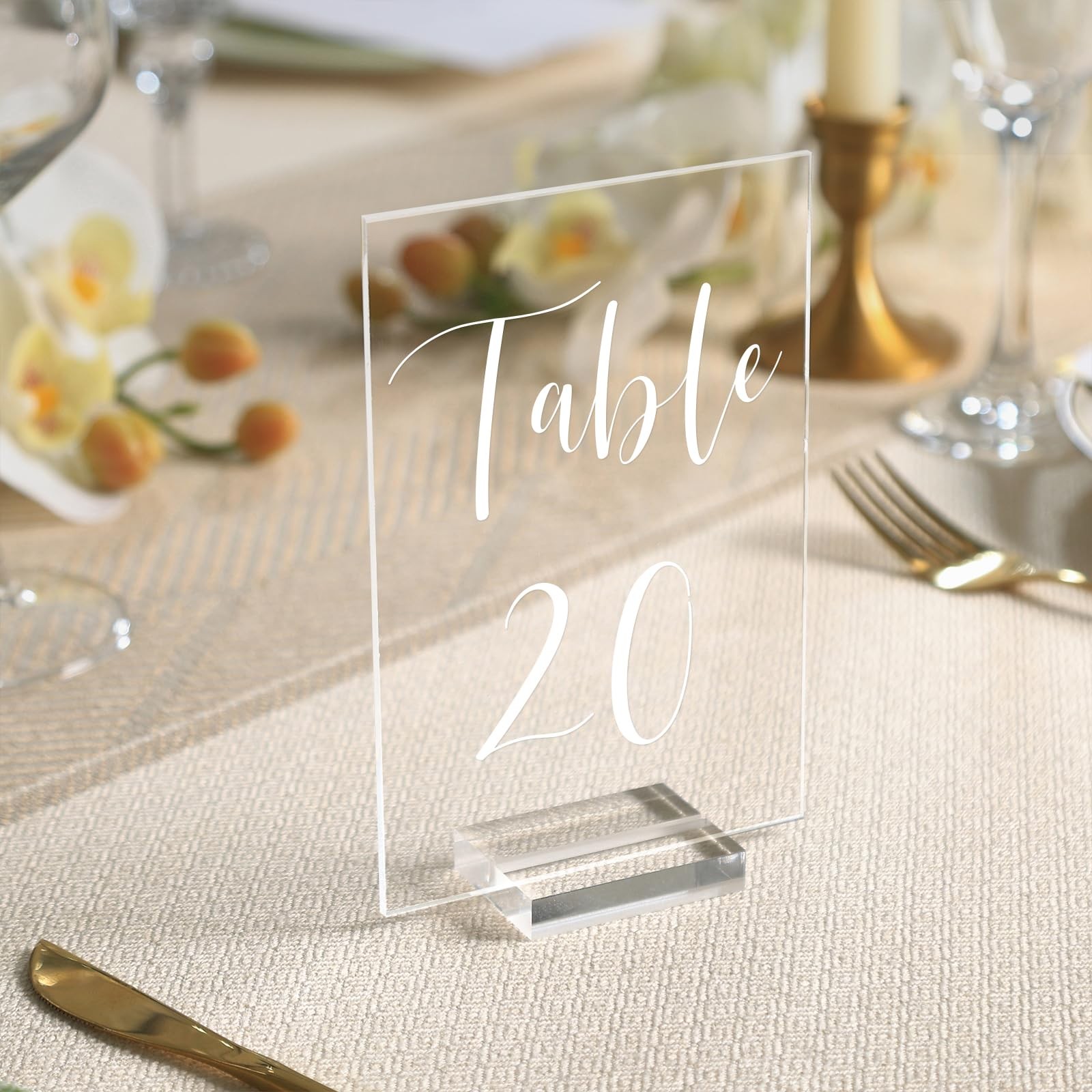 Acrylic Wedding Table Number 1-20 with Stand | 4×6 inch Printed Calligraphy, …