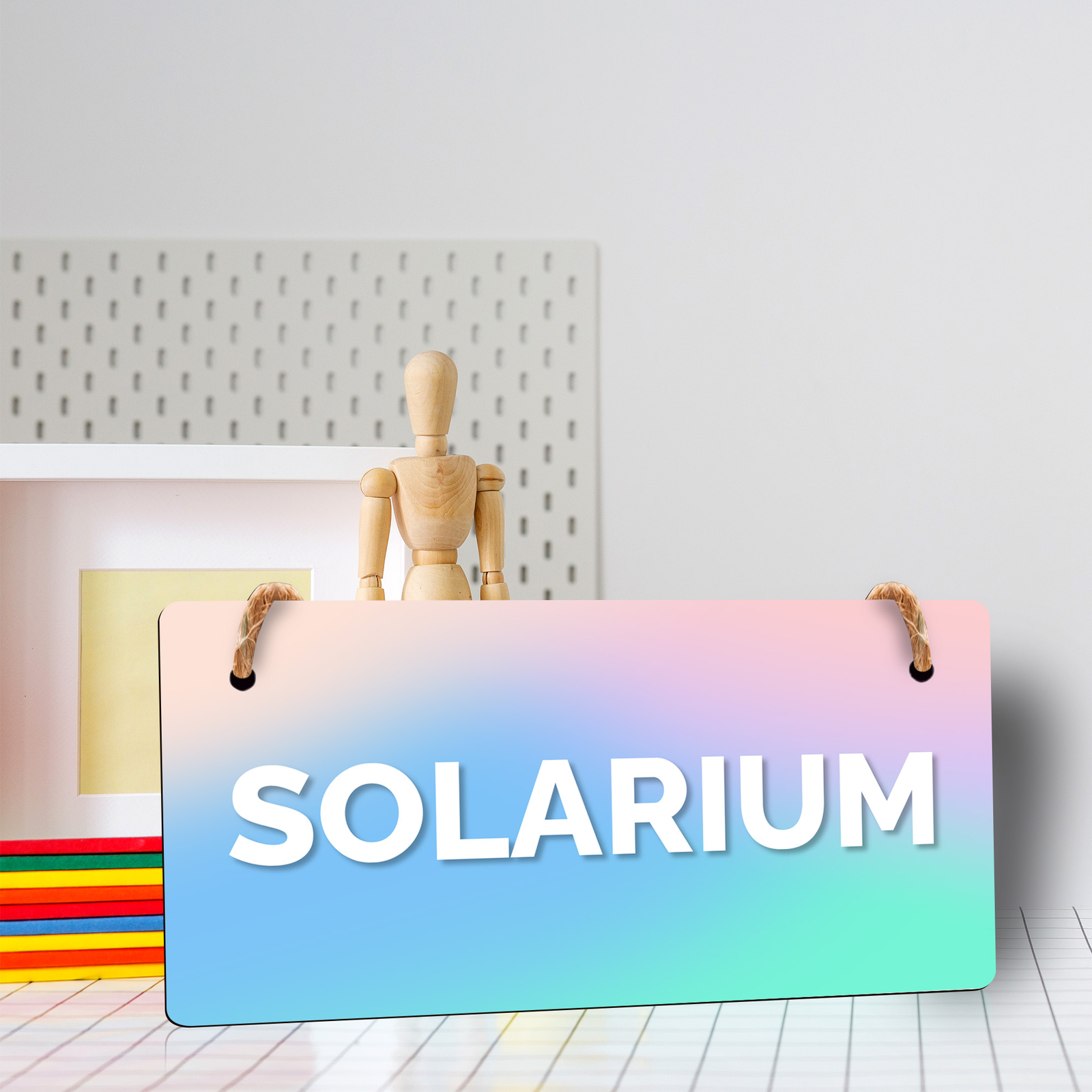 Solarium 5×10 Hanging Plus Wall or Door Sign | Rustic Twine