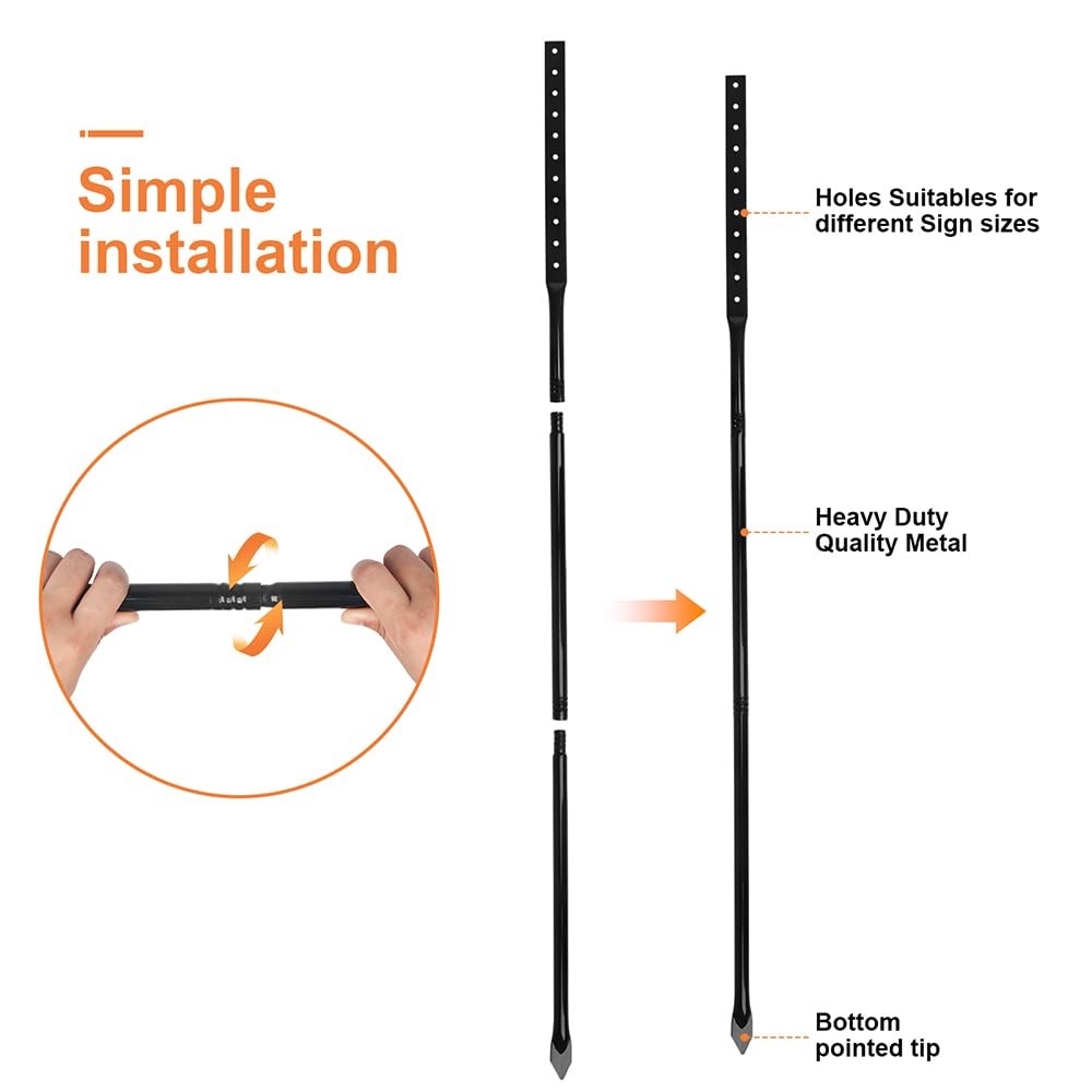 Heavy Duty Metal Thick Stake for Yard Signs, 51 Inches Long Metal Posts with …