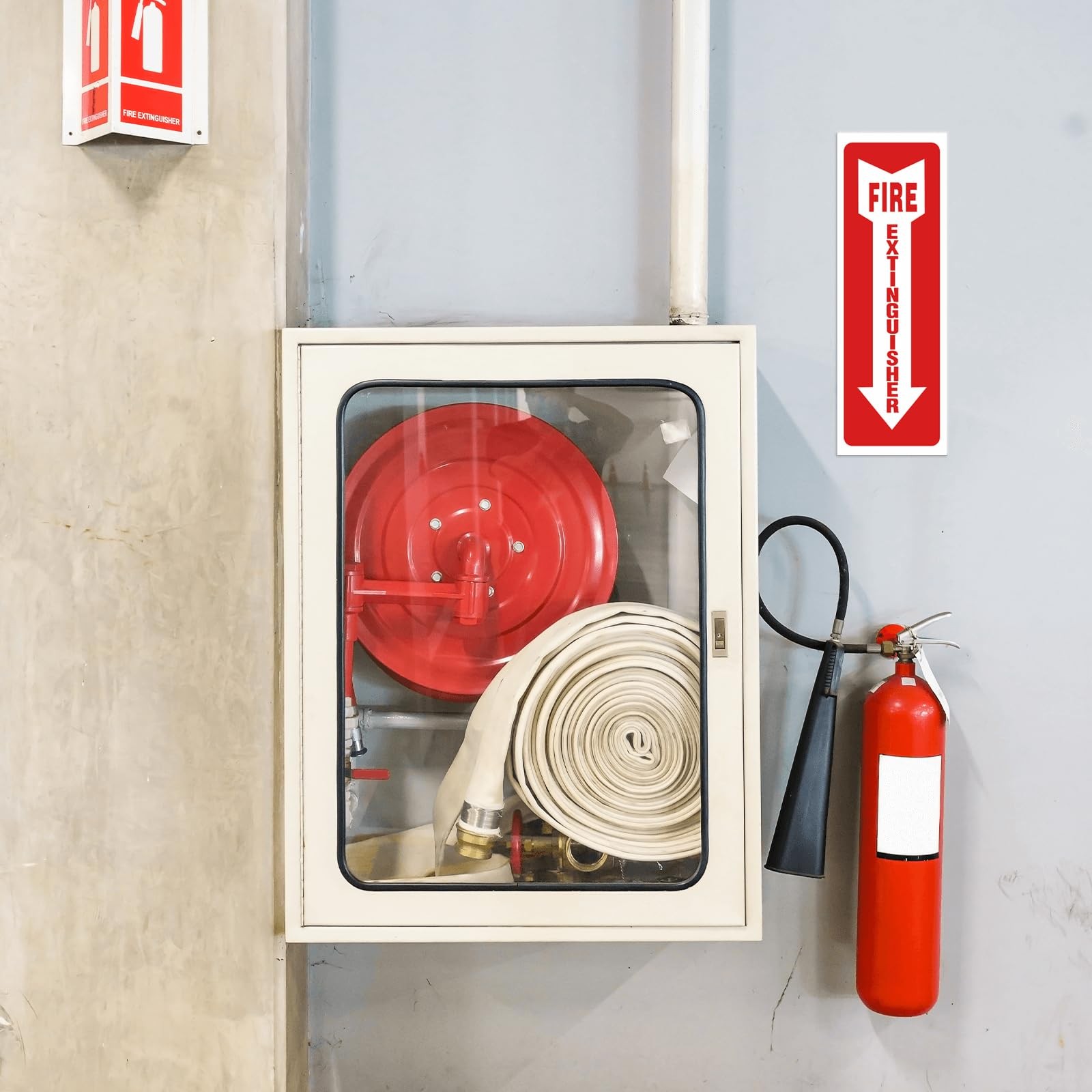 Fire Extinguisher Stickers 4×12 Inch, 5PCS Fire Extinguisher Signs, Fire Exti…