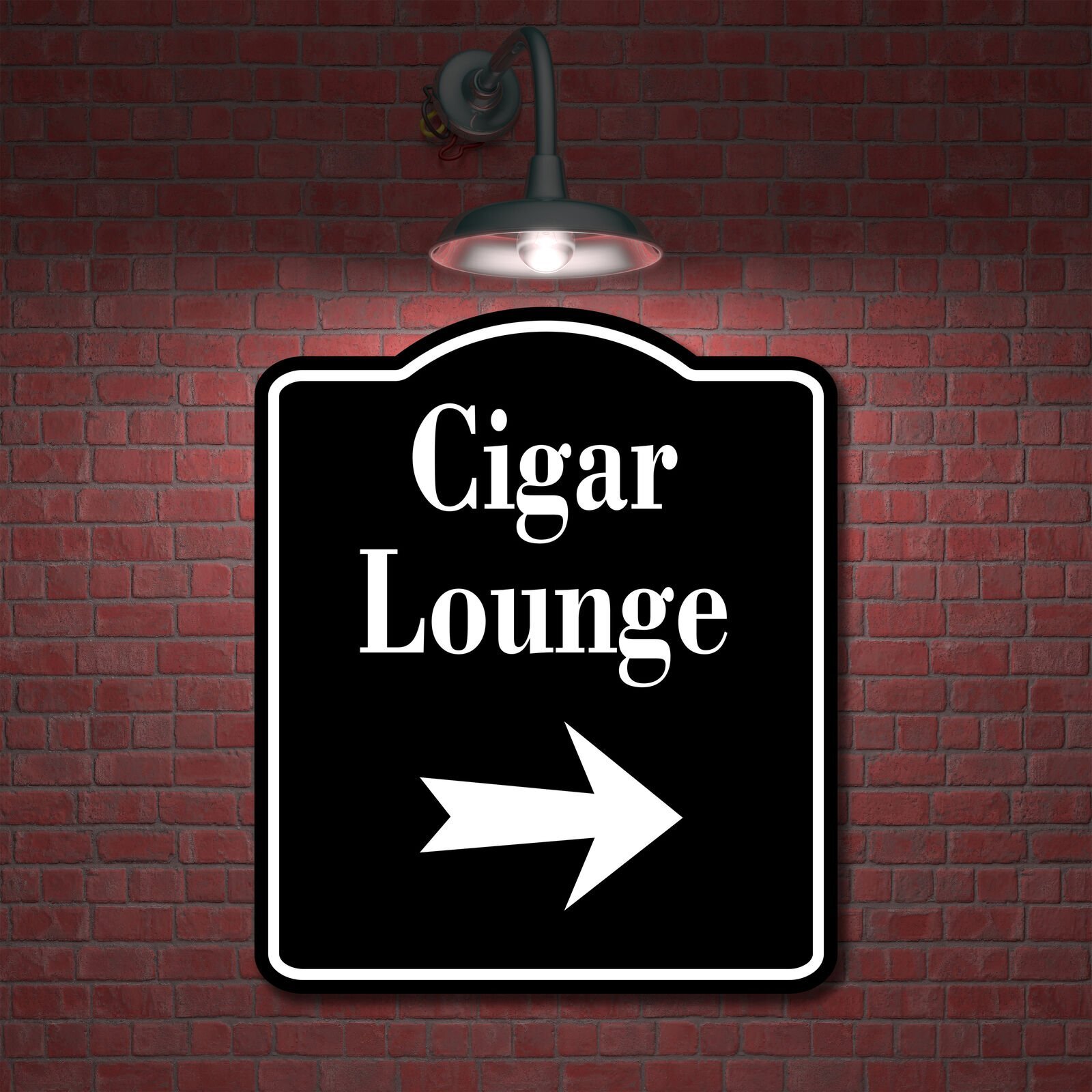 Cigar Lounge Bar Right Arrow BLACK Aluminum Composite Sign