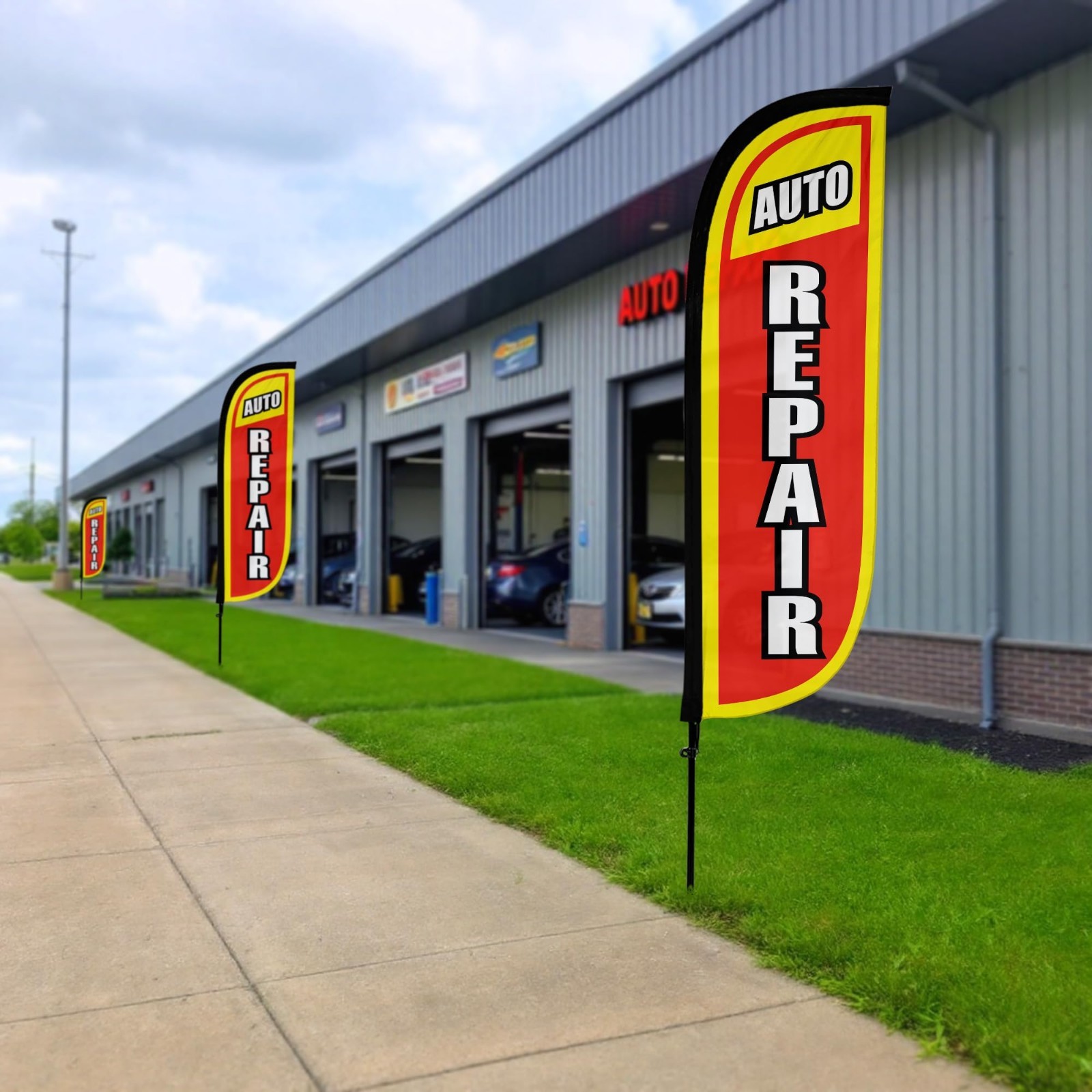 7ft Feather Flag Pole Kit – Advertising Banner with Fiberglass Pole & Ground Spi
