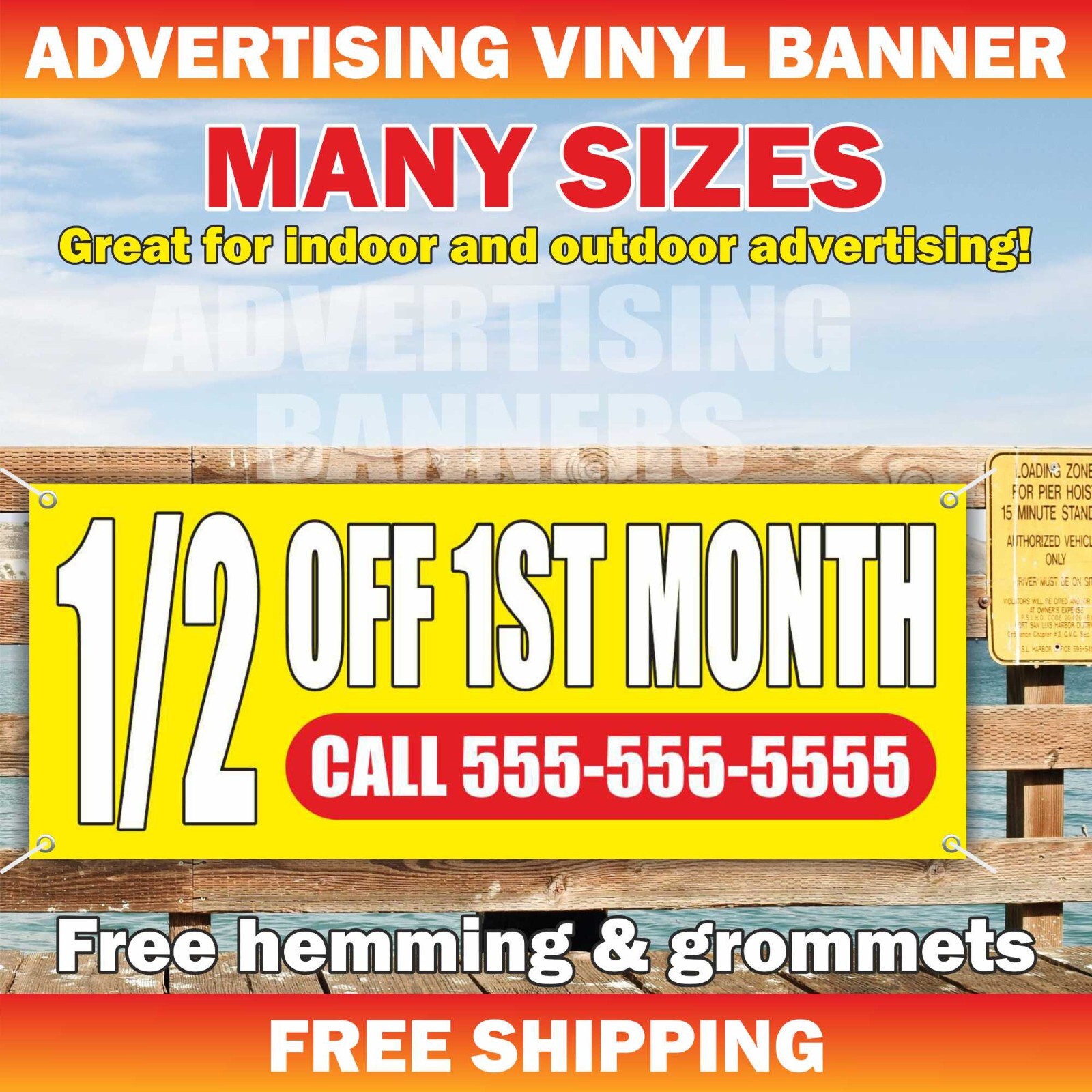 1 2 OFF 1ST MONTH CALL RENT Advertising Banner Vinyl Mesh Sign realtor save