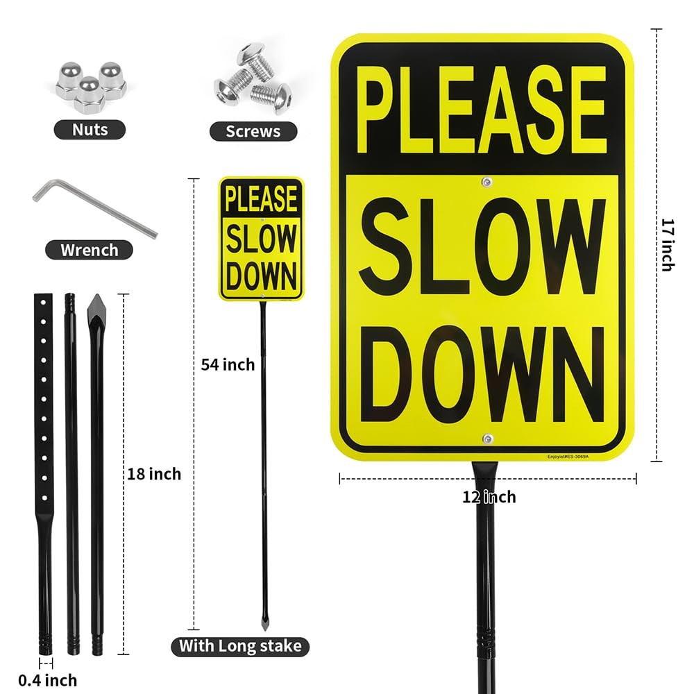 Reflective UV Protected Weatherproof Please Slow Down Aluminum Sign 17&Prime;x12&Prime; 54&Prime;