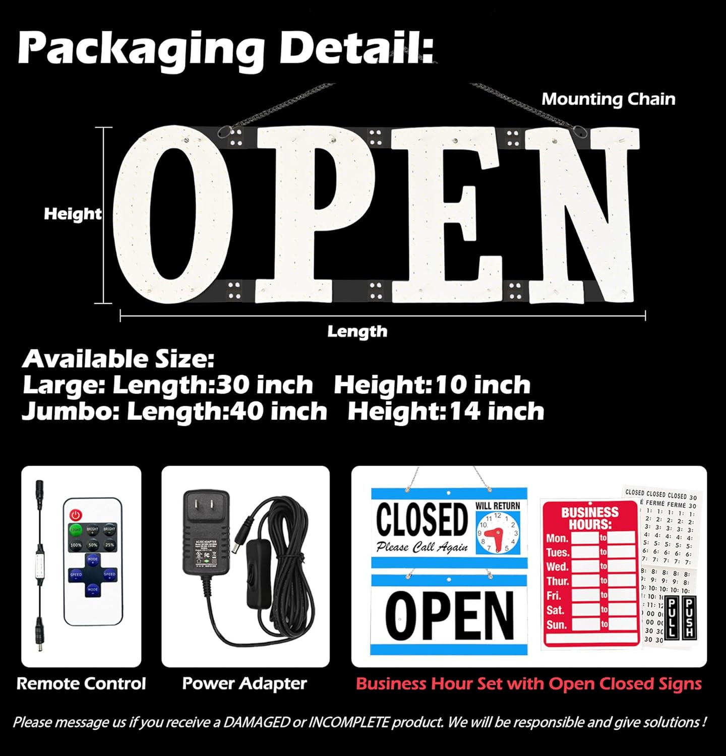 Led Open Signs for Business 40X14In Big Open Sign Led W/Remote Control Window Wa