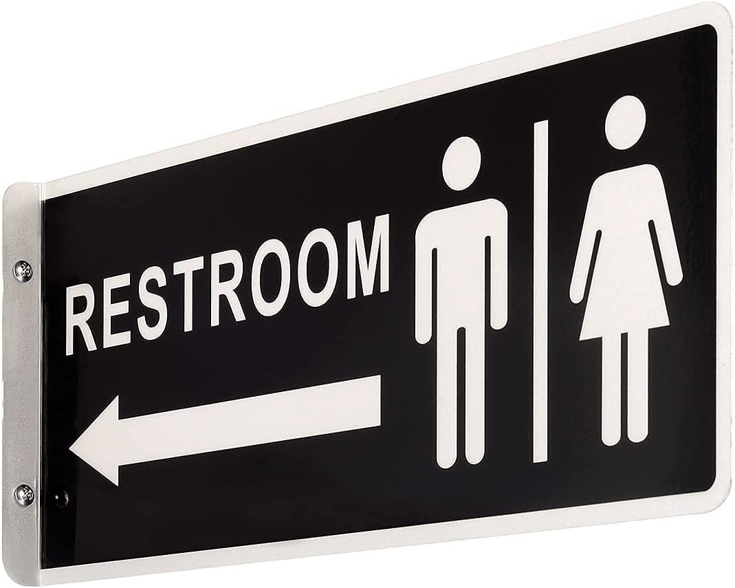 Double Sided Aluminum Restroom Sign 12.1 x 5.5 Inches for Home Office