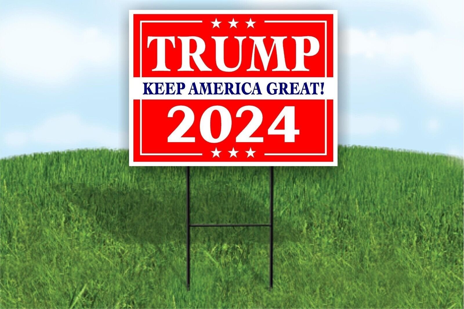 TRUMP 2024 RED KEEP AMERICA GREAT Political Trump Yard Sign Road w Stand LAWN