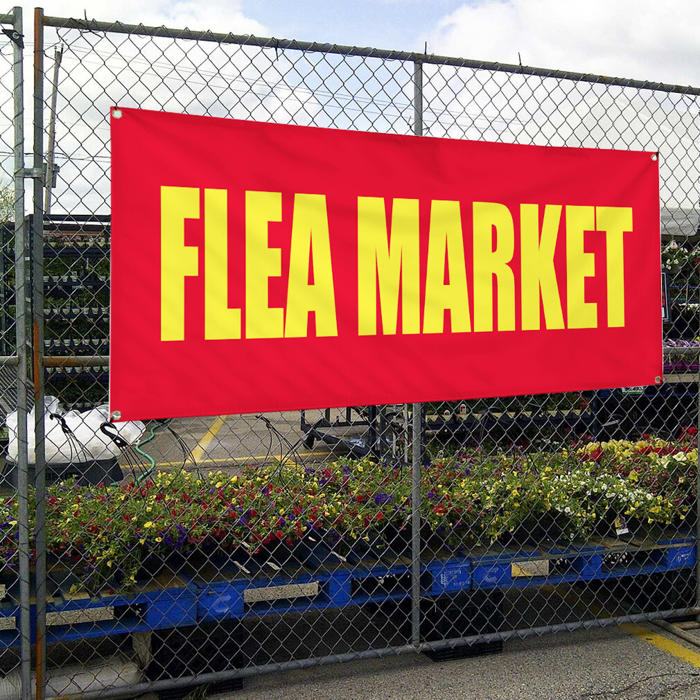 Vinyl Banner Multiple Sizes Flea Market Promotion Business Retail Outdoor