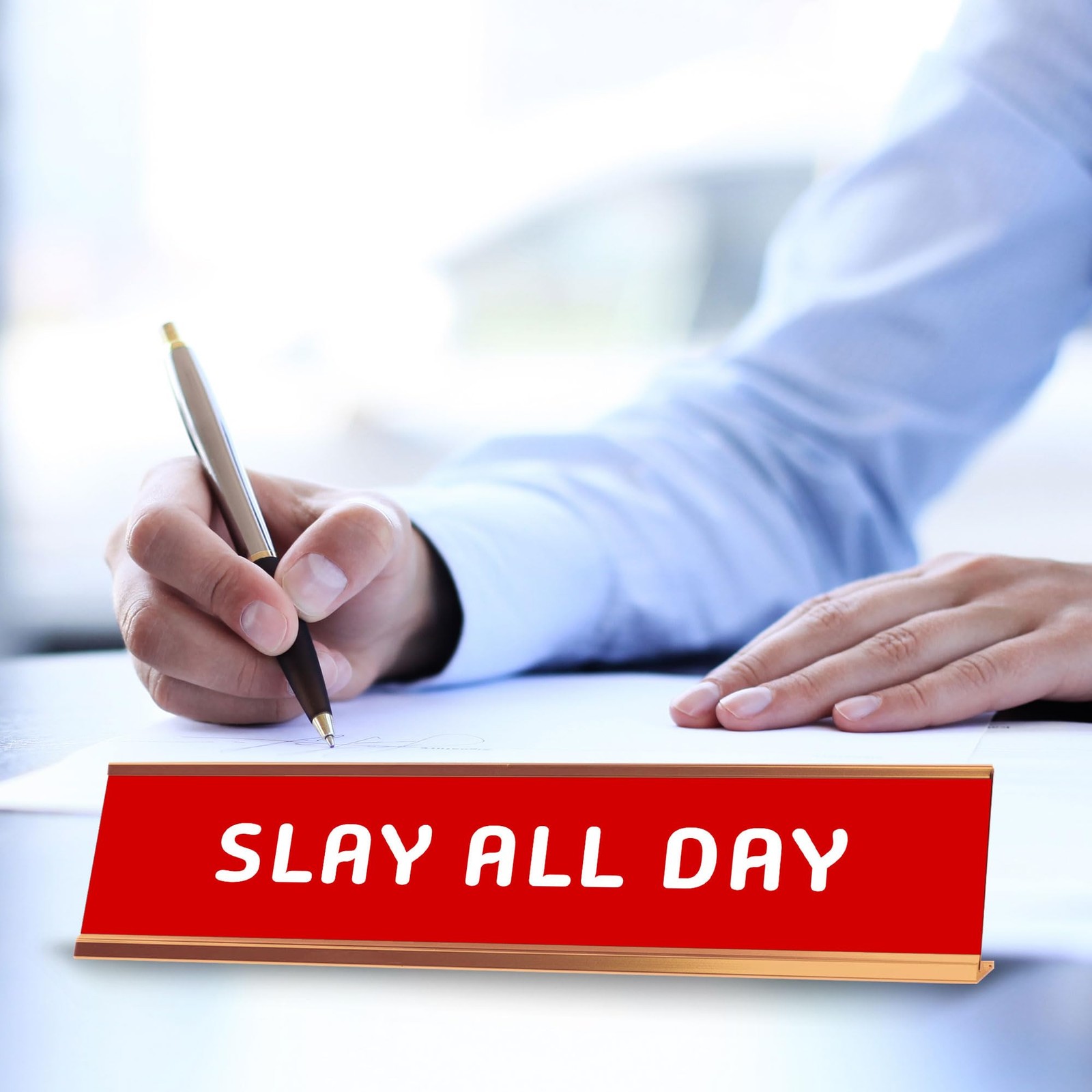 Slay All Day 2 x 10&Prime; Desk Sign | Funny Home & Office Decor