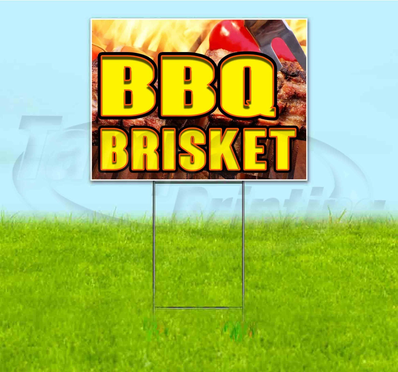 BBQ BRISKET 18×24 Yard Sign WITH STAKE Corrugated Bandit BUSINESS BARBECUE