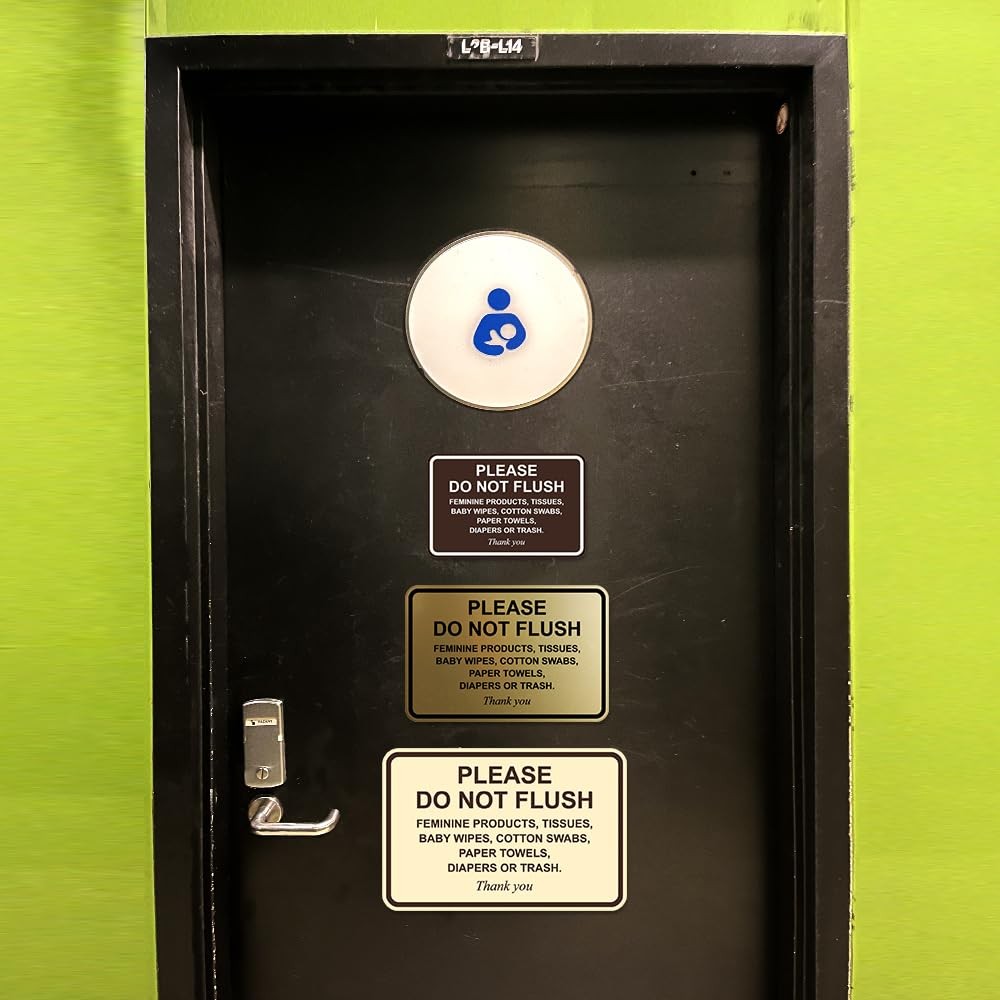 1 PCS 4×6 Inch Framed Please Do Not Flush Thank You Bathroom Sign Silver