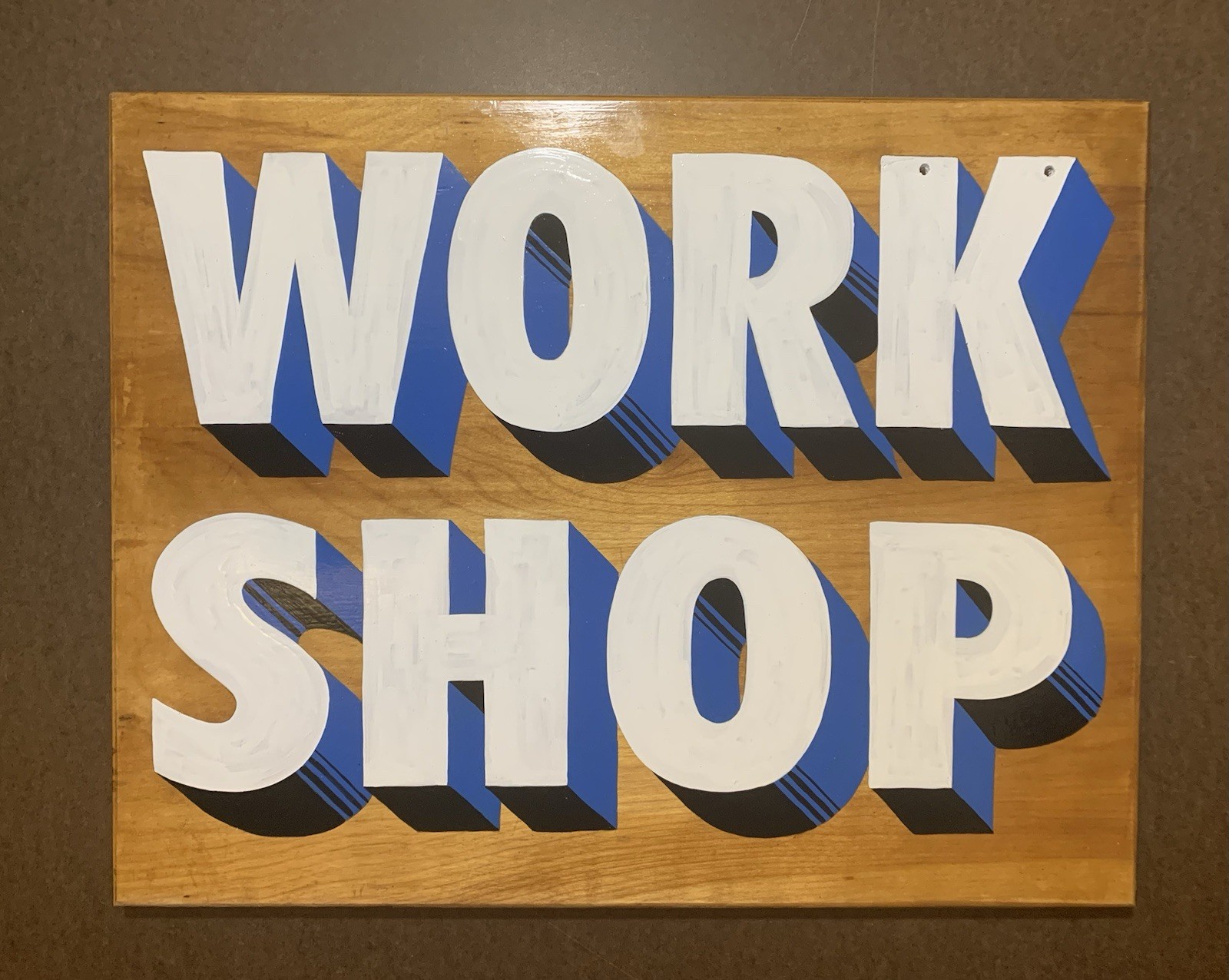 Hand Painted WORK SHOP Vintage Wood Retro Auto Garage Sign Wall Art Man Cave MCM