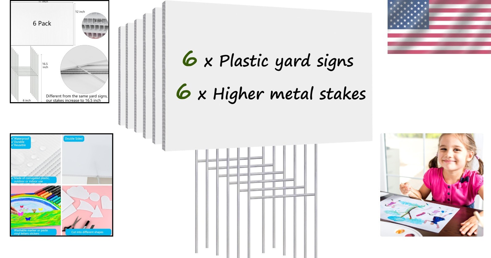 Customizable Lawn Signs with H-Stakes – 6 Pack, 17×12 Inches for Every Occasion