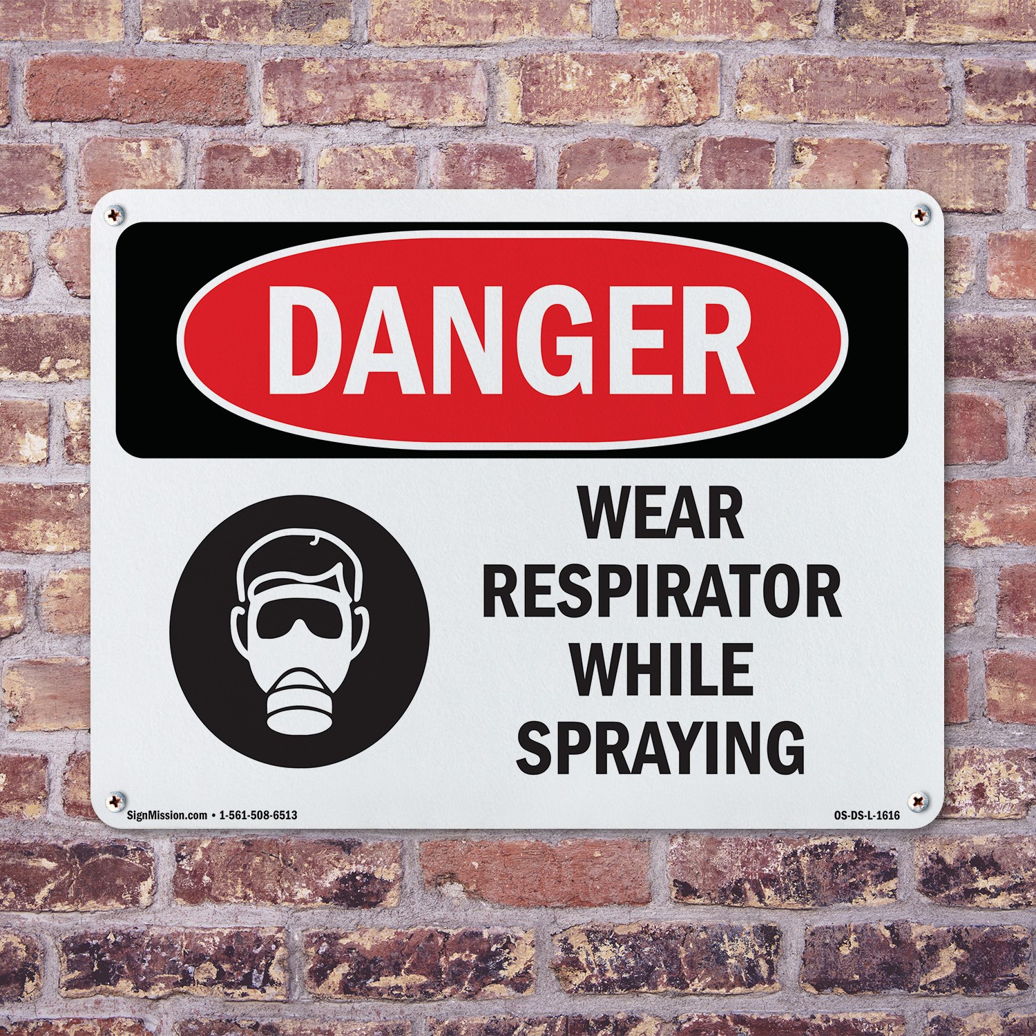 Wear Respirator While Spraying OSHA Danger Sign Metal,, Decal 5 or 10 Pack