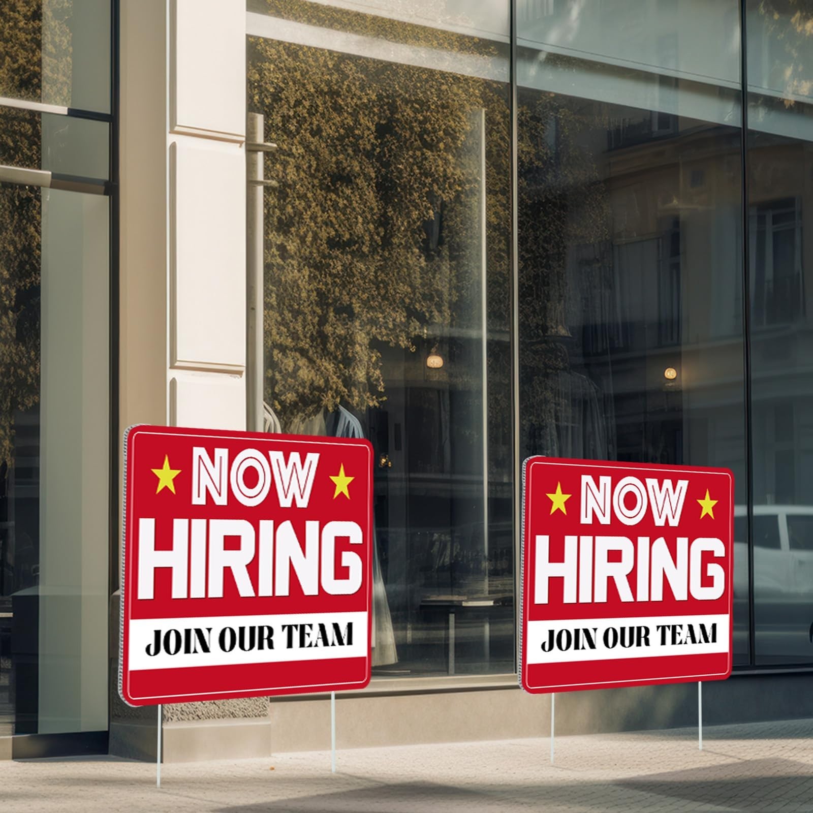 3 Pcs Now Hiring Sign with Stake – 12×16&Prime; Double-Sided Help Wanted Signs for Bus
