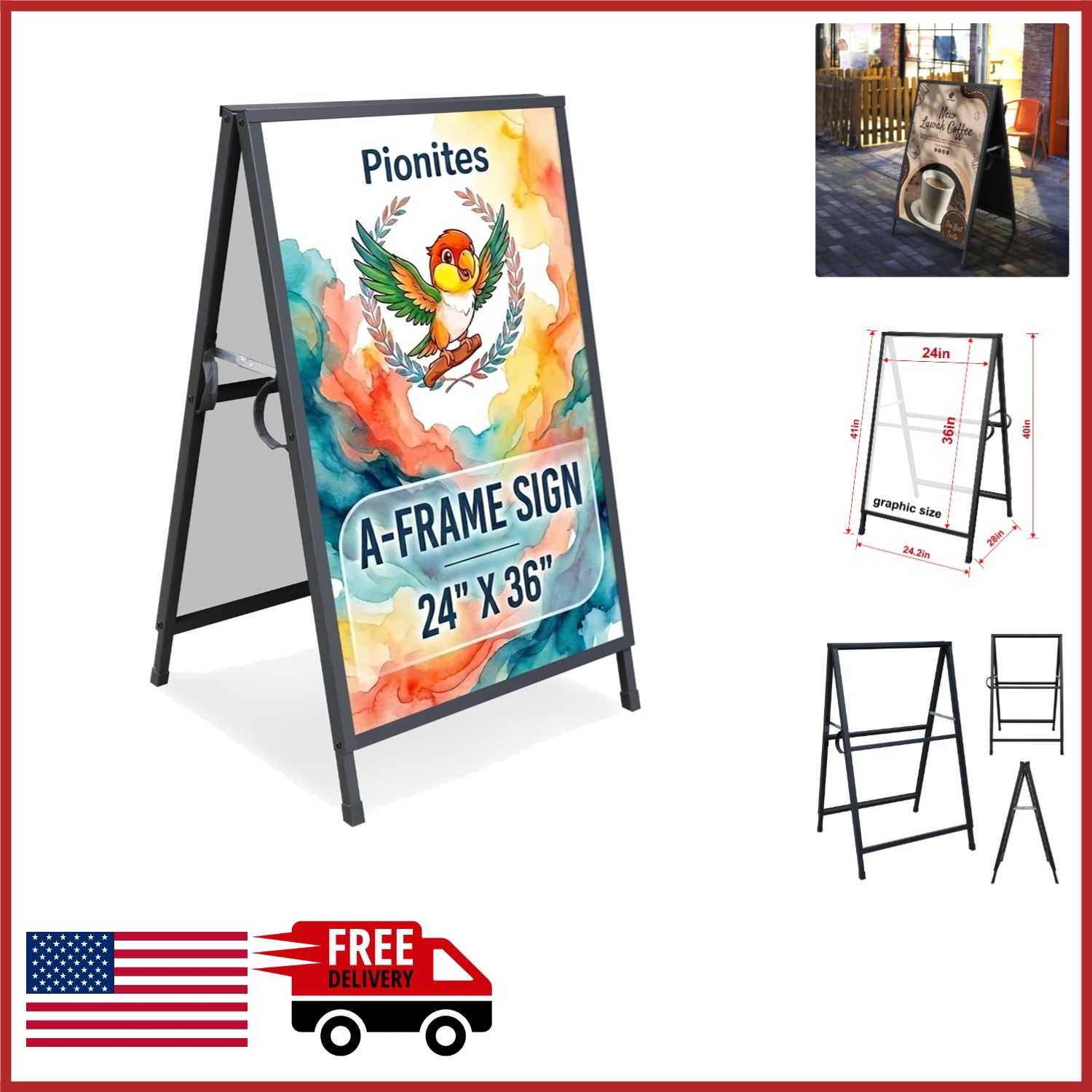 Versatile 24×36 Inch A Frame Sign Holder for Bar, Office, and Promotions