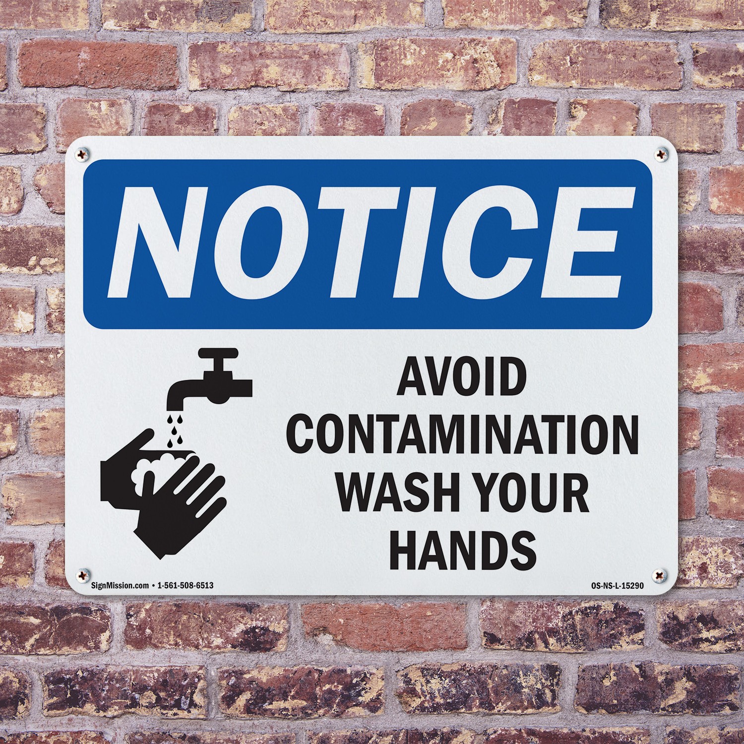 Avoid Contamination Wash Your Hands OSHA Notice Sign Or Decal – 5 or 10 Pack