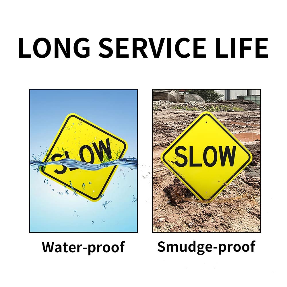 2 Pack Slow Sign 12×12 Inch Reflective Rust Free Aluminum Traffic Board