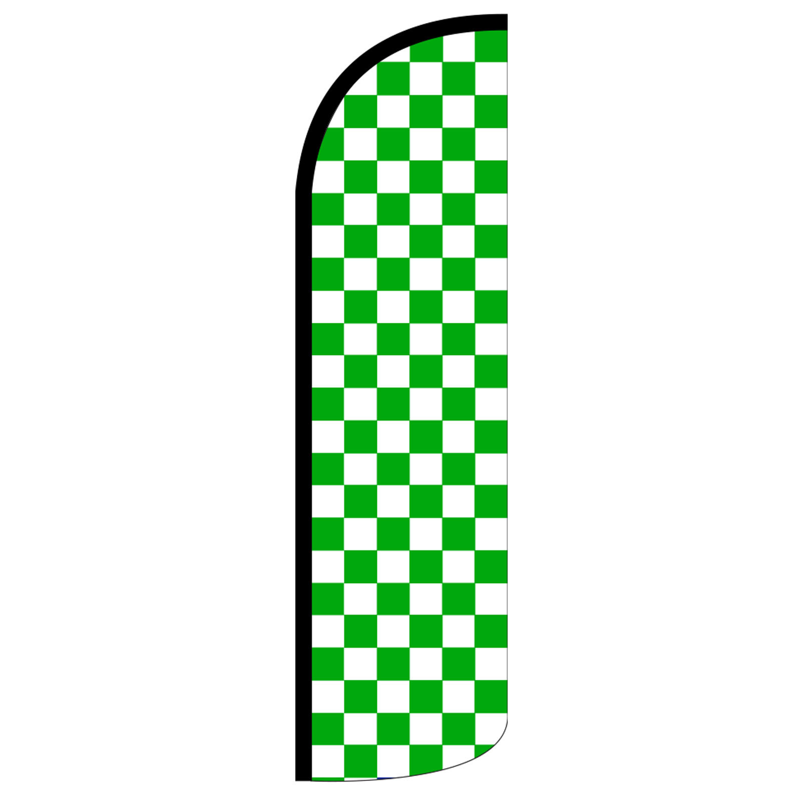 Green & White Checkered Flag Flutter Feather Banner Swooper Extra Wide Windless