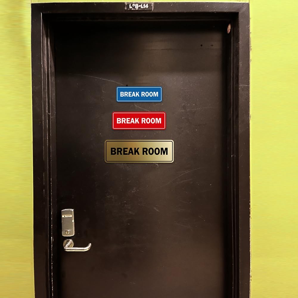 1 Pack Large Break Room Sign, Dark Brown, Wall, Door Mount, Office, Business