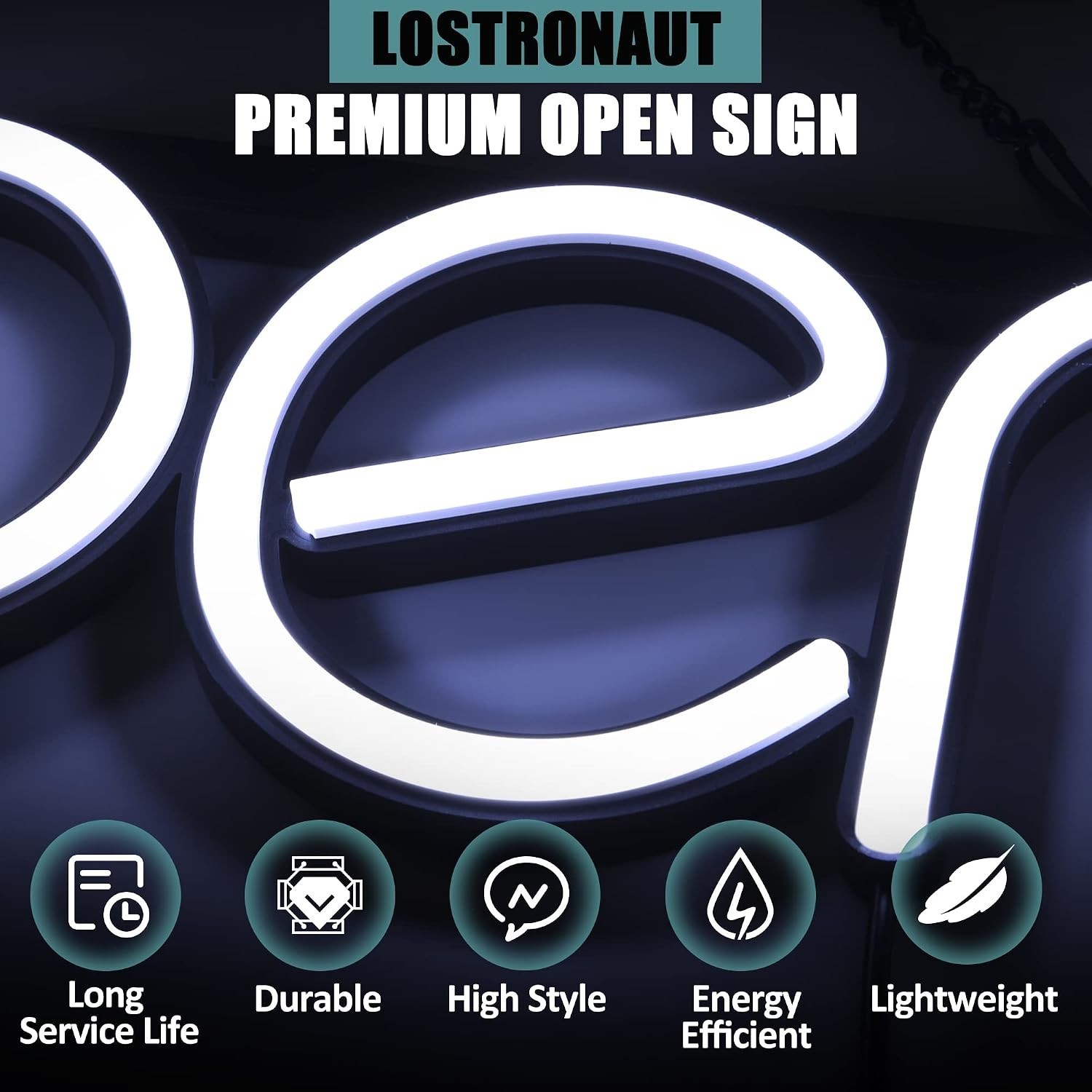 Ultra Bright LED Neon Open Sign – Elegant White Business Storefront Display -…