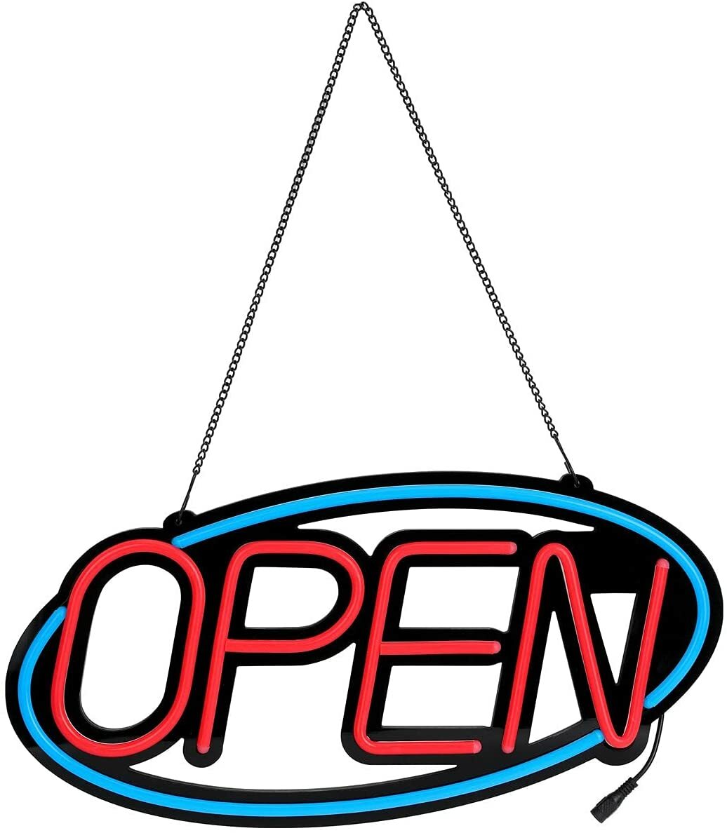 OPEN Sign Oval LED For Business Window 10 Flashing & Scrolling Modes 20&Prime; x 10&Prime;