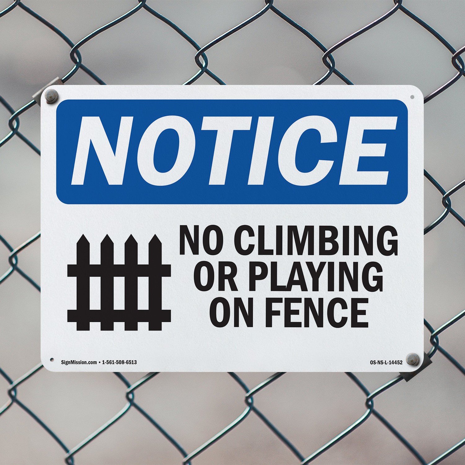 No Climbing Or Playing On Fence OSHA Notice Sign Metal,, Decal 5 or 10 Pack