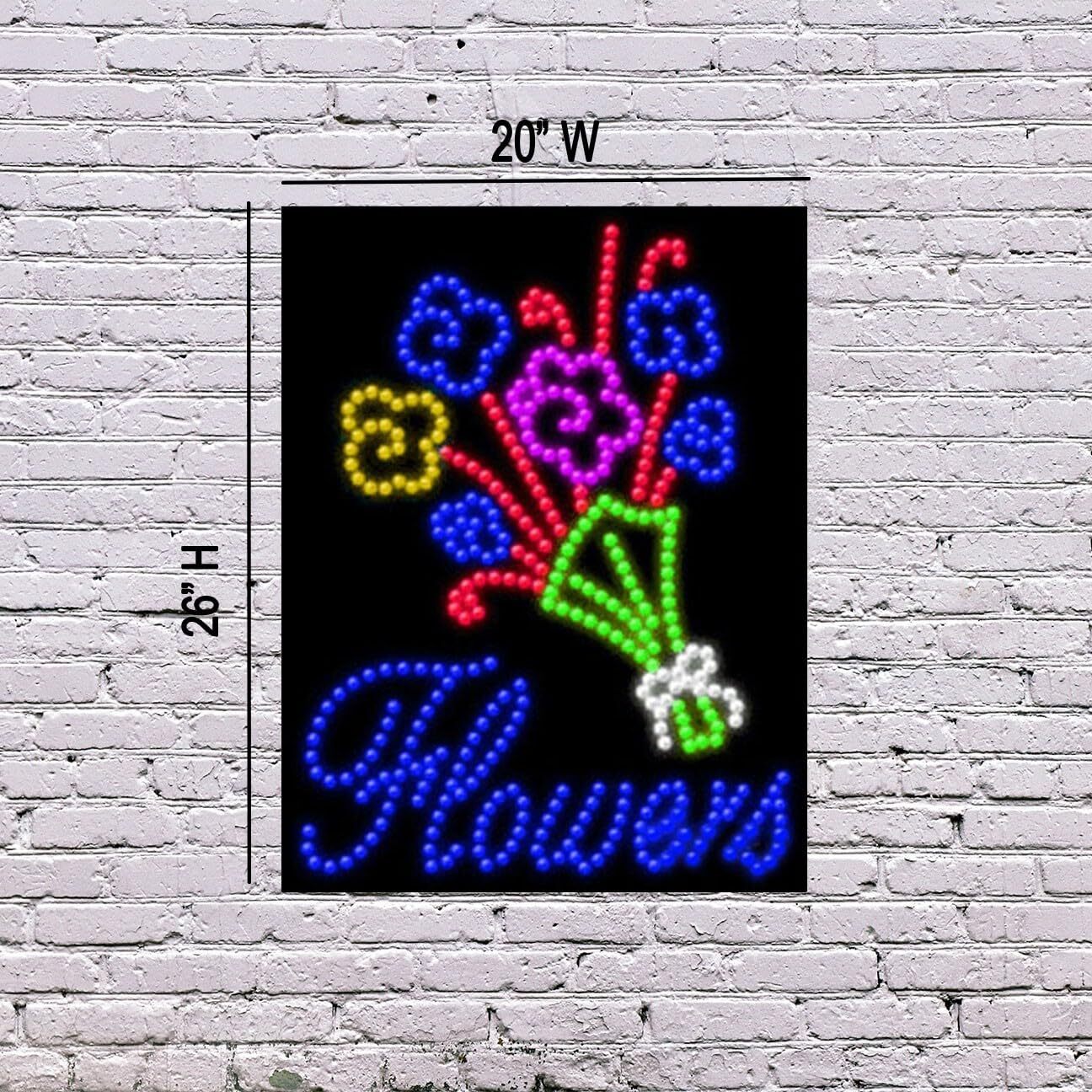LED Flowers Sign | Light Up Sign | 26&Prime;H x 20&Prime;W x 2&Prime;D