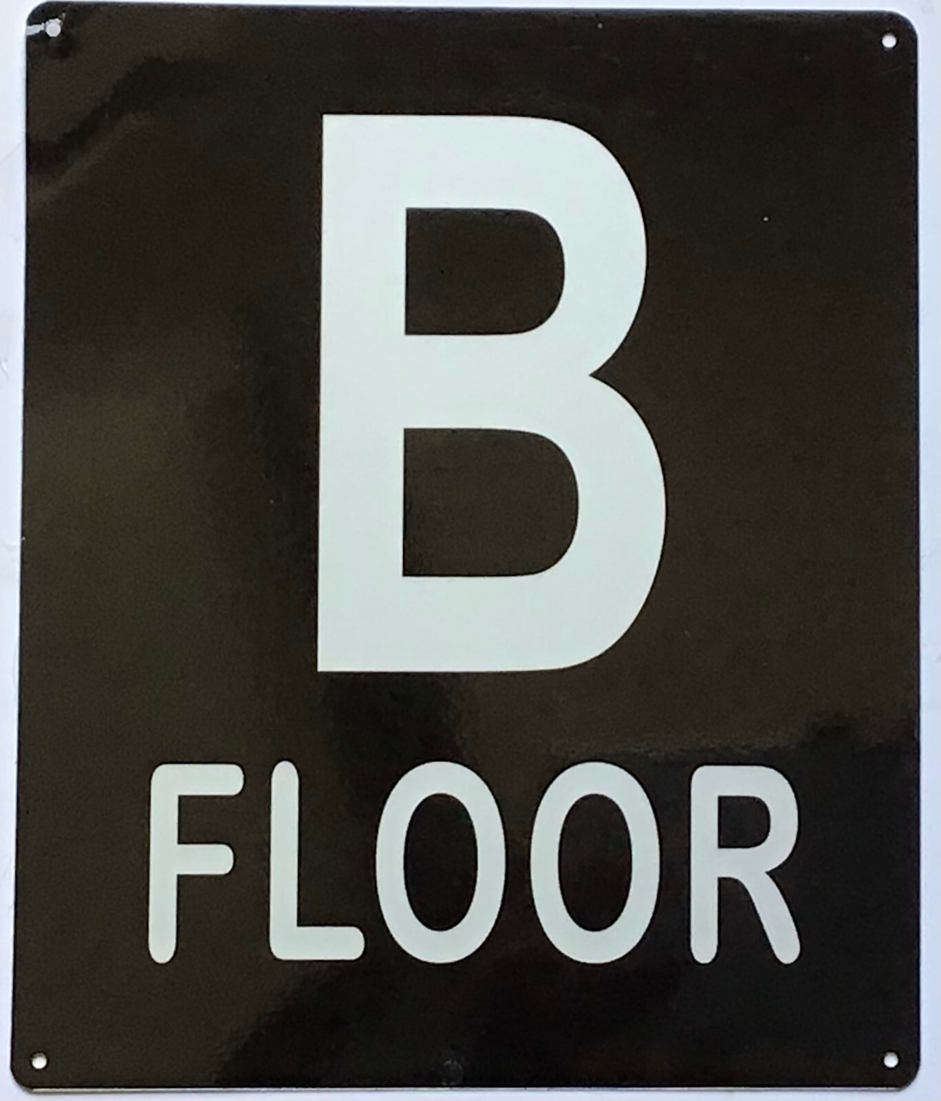 B FLOOR SIGN (10X12, Black Background, Aluminum)