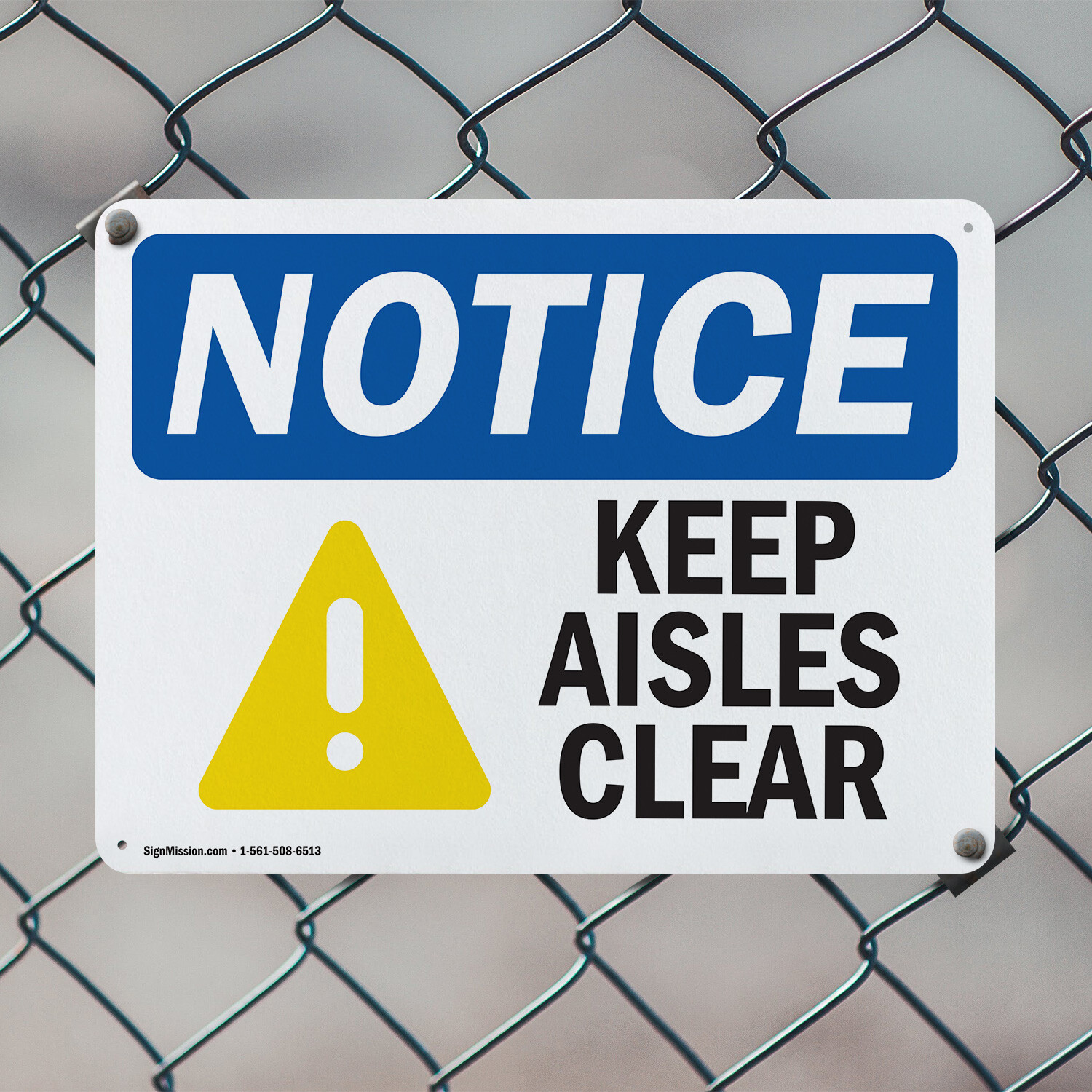 (2 Pack) Keep Aisles Clear OSHA Notice Sign Decal Metal Plastic