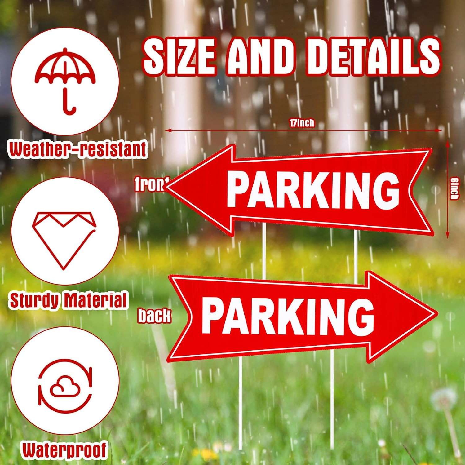8 Pcs Parking Sign with Stake 17 X 6 Inch outside Event Parking Signs Directiona