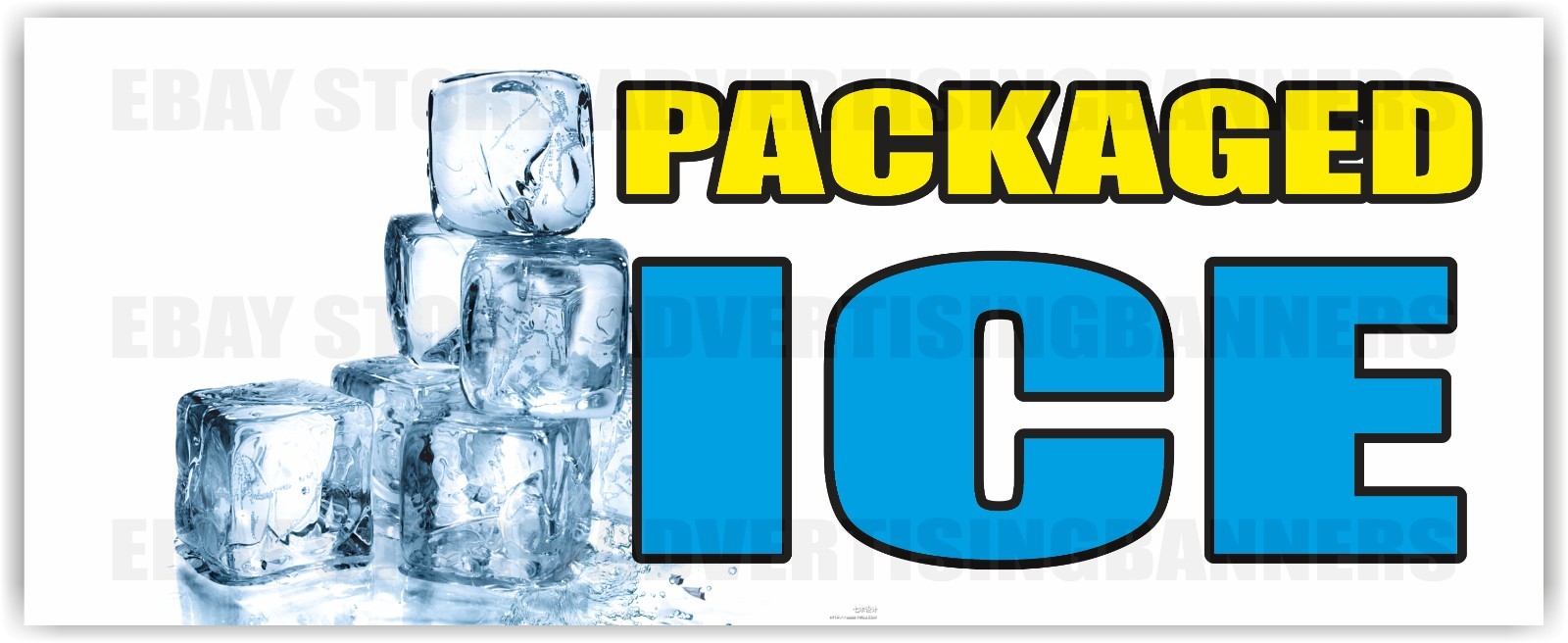 PACKAGED ICE Advertising Banner Vinyl Mesh Sign cold frost store shop bag