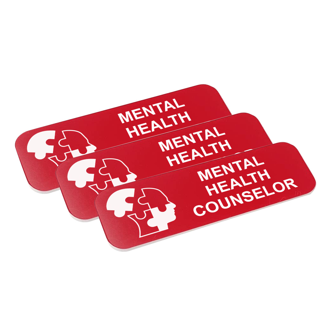 Mental Health Counselor 1&Prime; x 3&Prime; Name Tag/Badge, (3 Pack)