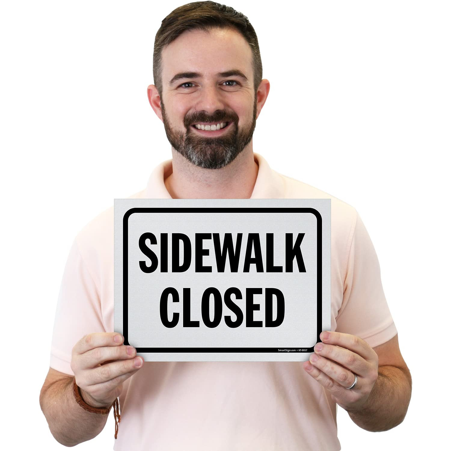 (Pack of 5) 9 X 12 Inch “Sidewalk Closed” Sign, Screen Printed, 10 Mil Polystyre