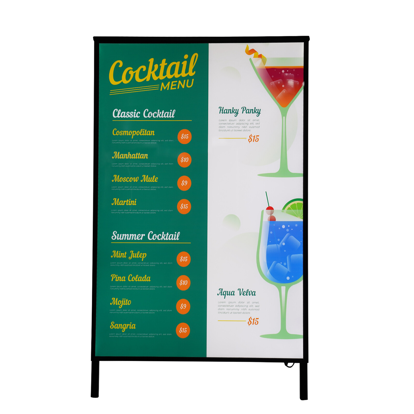 Floor Standing LED Movie Poster Frame Lightbox 24V 36W 23.6 × 35.4 In Black