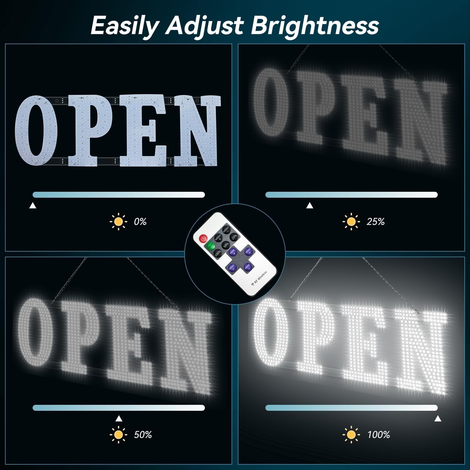 40&Prime; x 14&Prime; Large LED Open Sign with Remote Control High Bright Visibility Busines