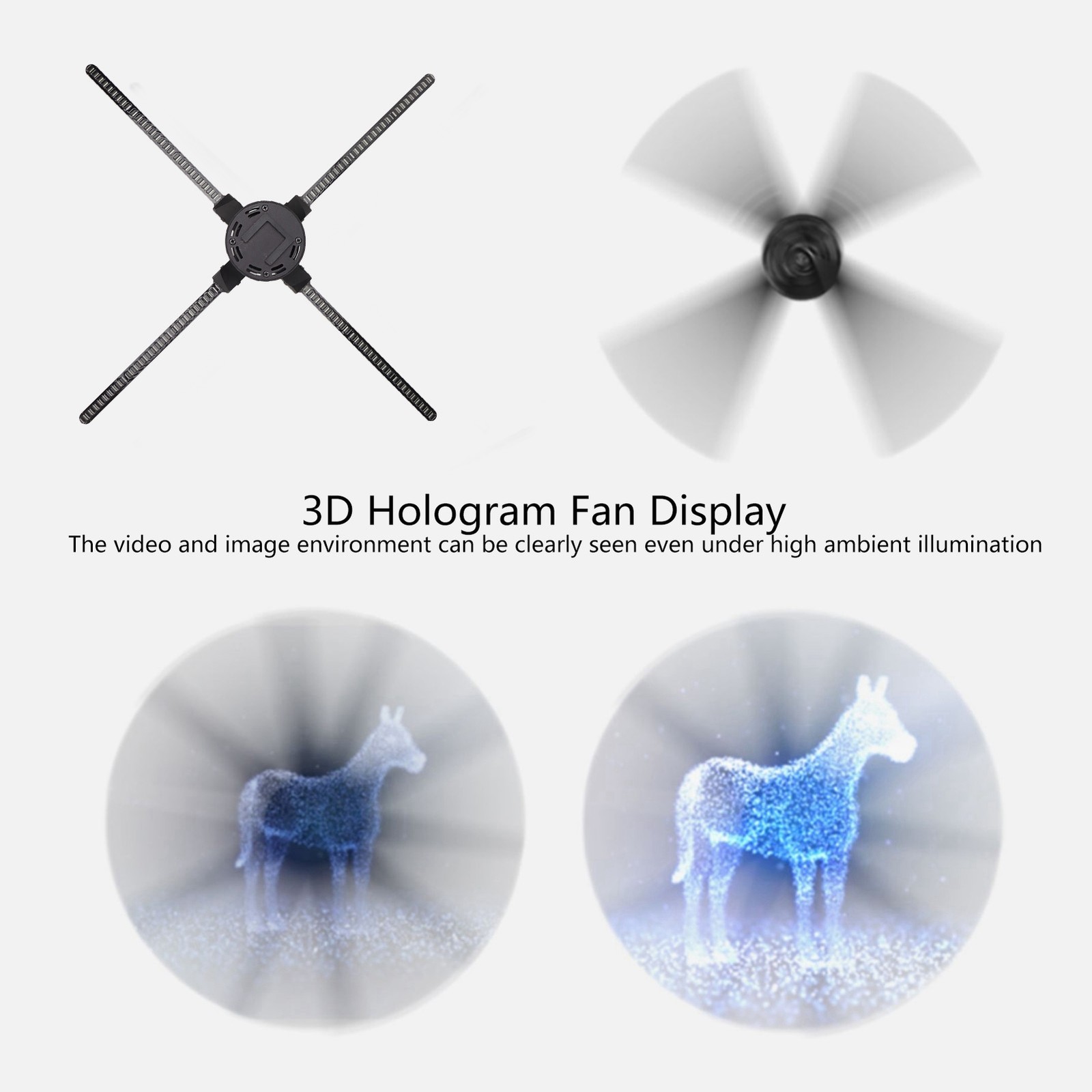 3D Hologram Fan 25.2&Prime; 768 LED 1024x768P with Audio & Multi-Unit Splicing
