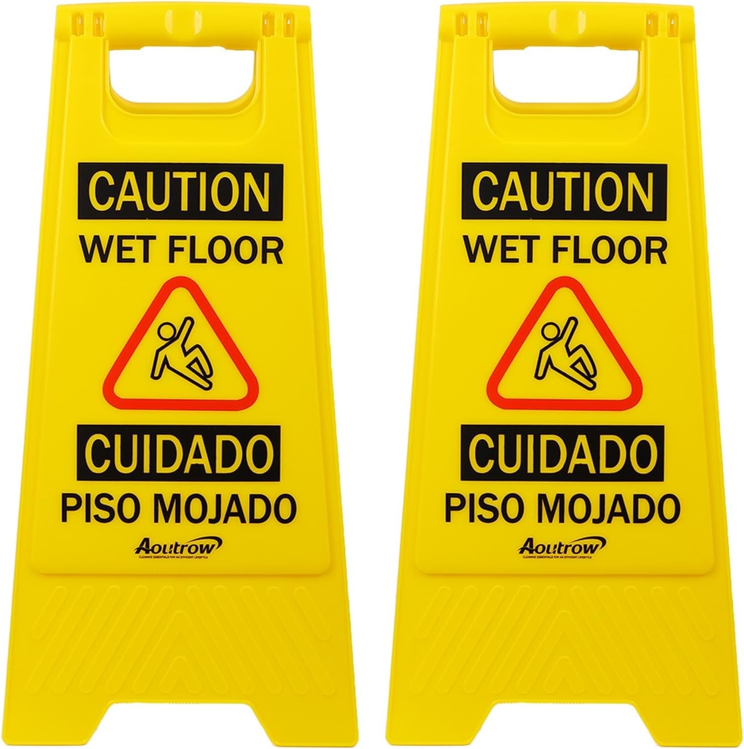 Caution Wet Floor Sign, (L:17.12in W:8.38in H:0.94in)2 – Sided Foldable Safety