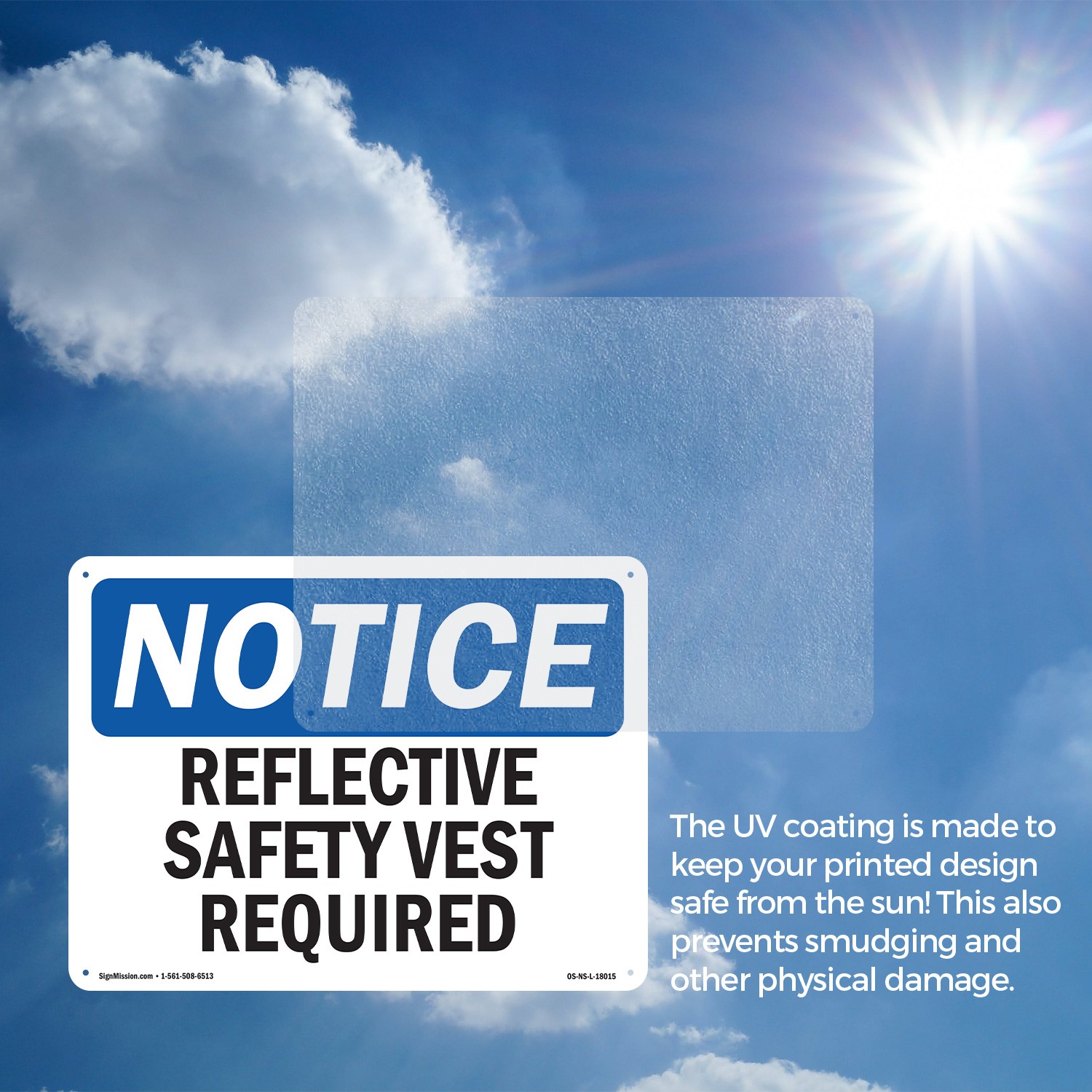 Reflective Safety Vest Required OSHA Notice Sign Metal,, Decal 5 or 10 Pack