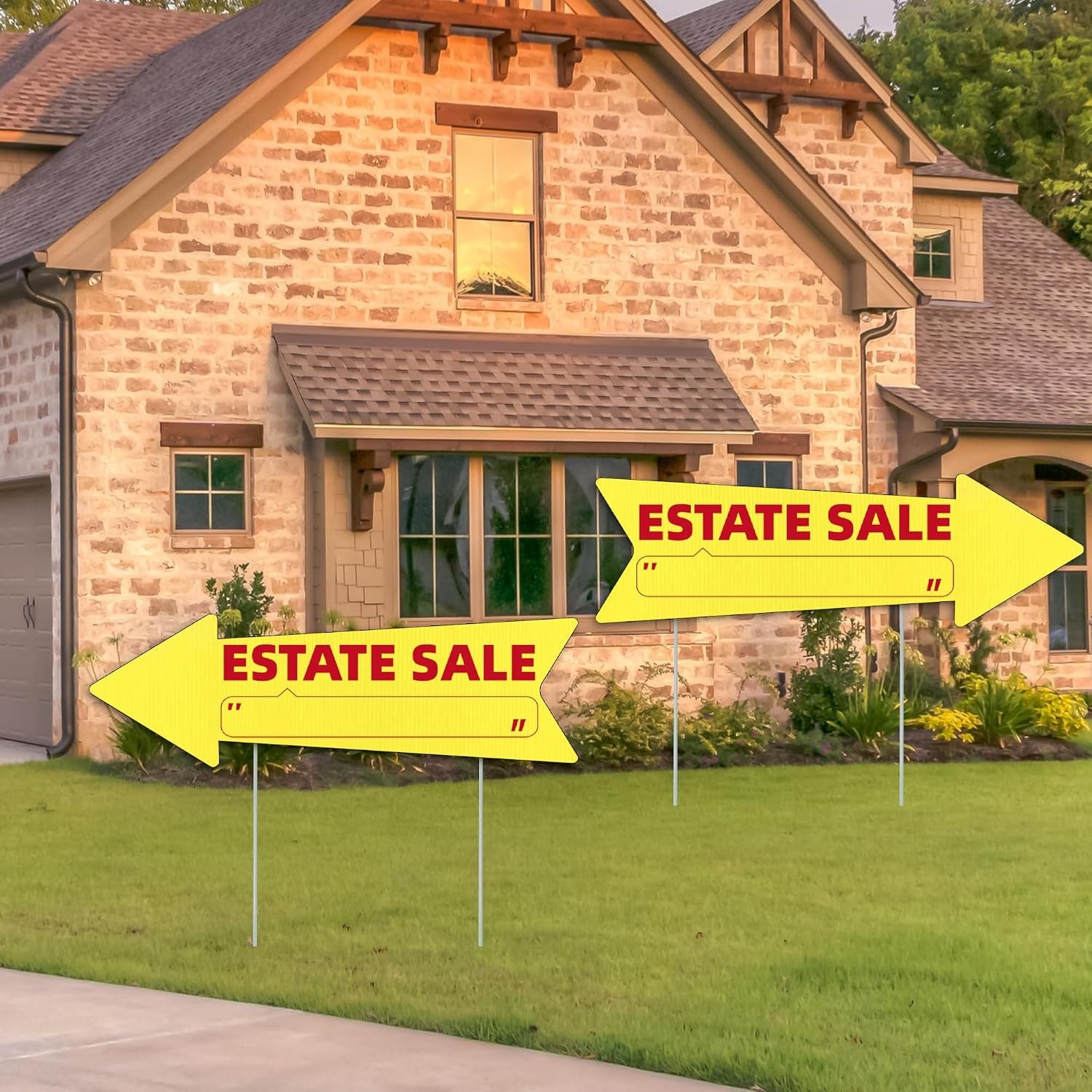 Estate Sale Yellow Arrow Yard Signs with Stakes-16 x 5 in Double Sided,For 10