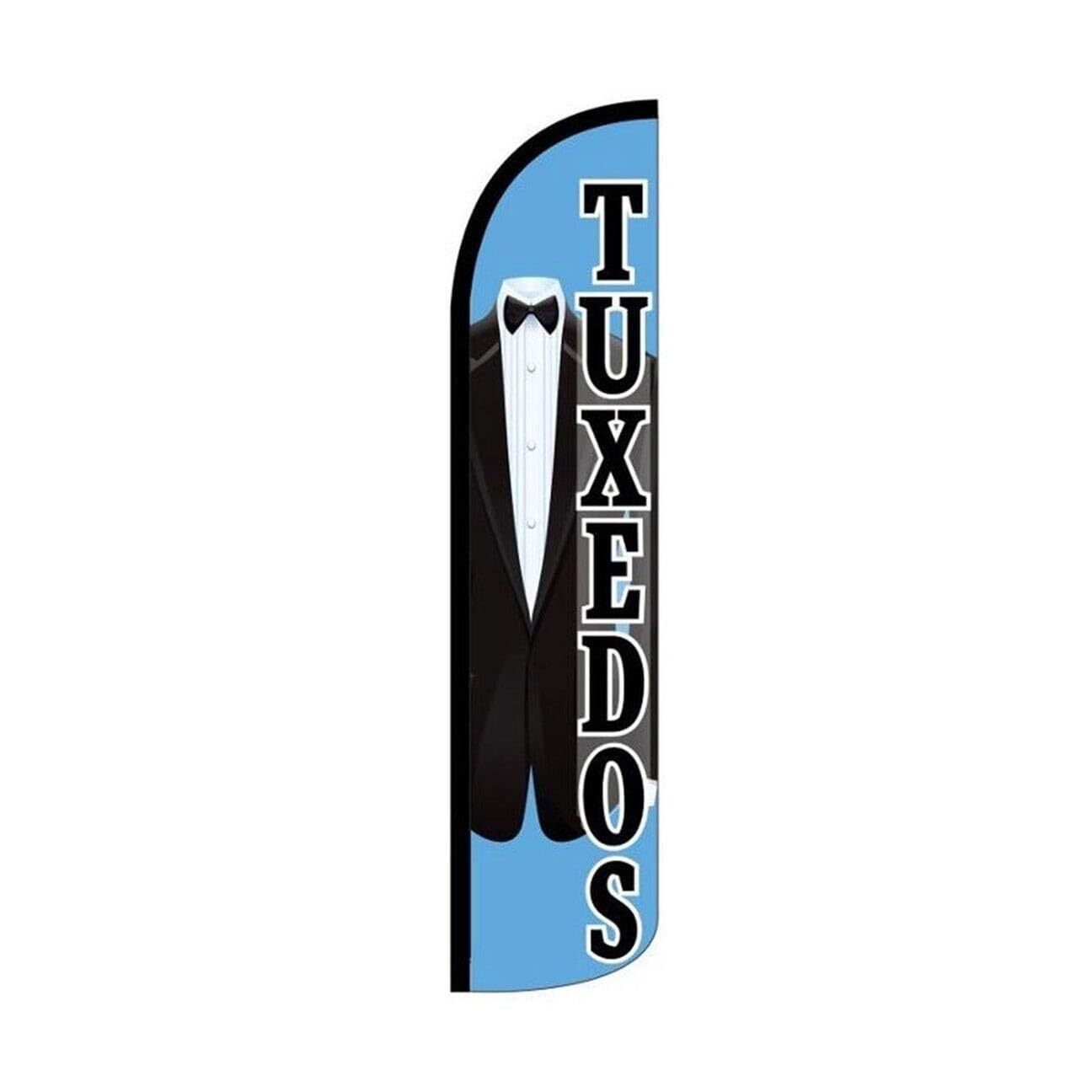 Tuxedos Swooper Flutter Windless Feather Flag | 3ft W x 11.5ft Tall