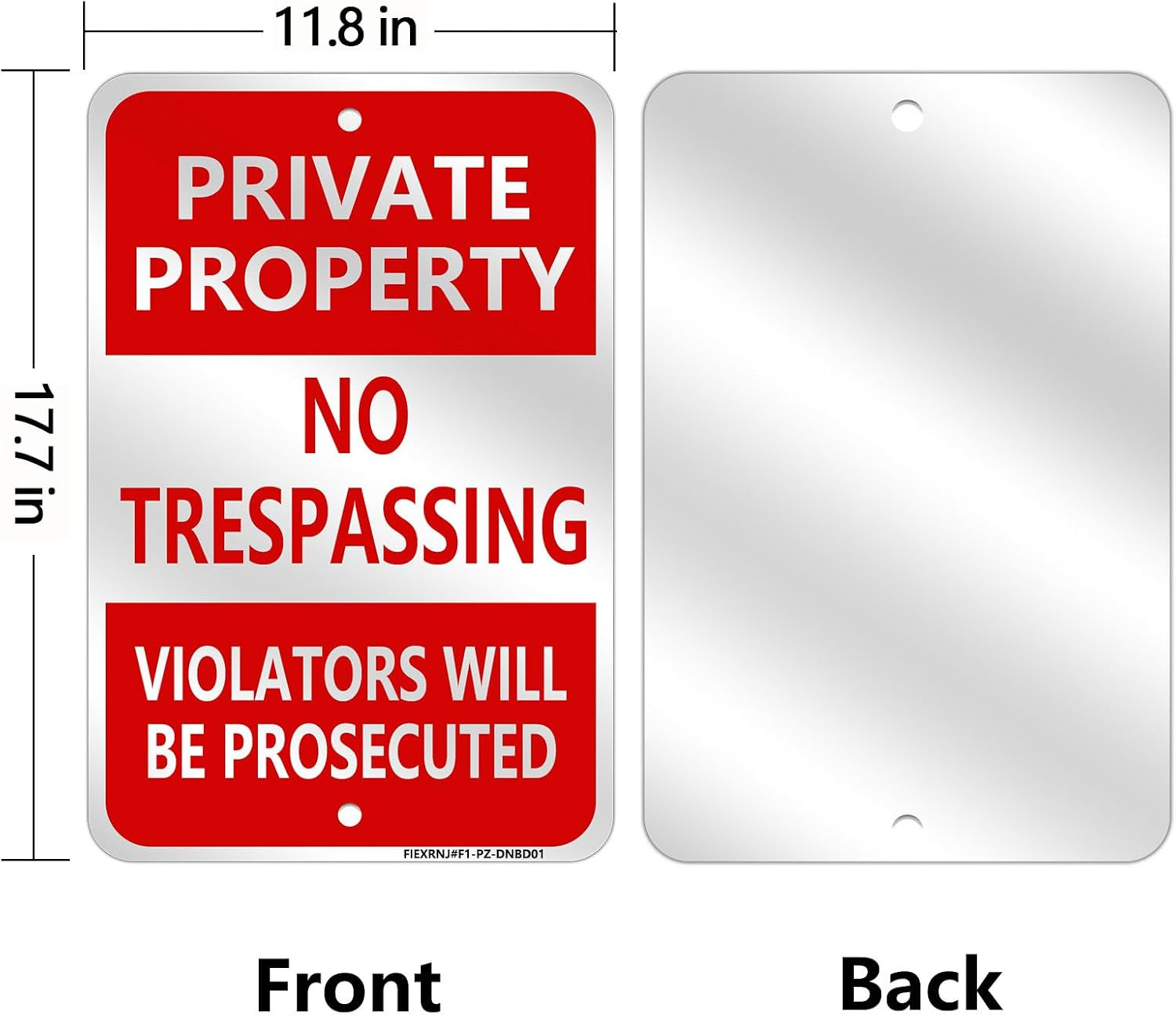 No Trespassing Signs Private Property, 12&Prime; X 18&Prime; Vertical 2 Pack, LED Night Glow