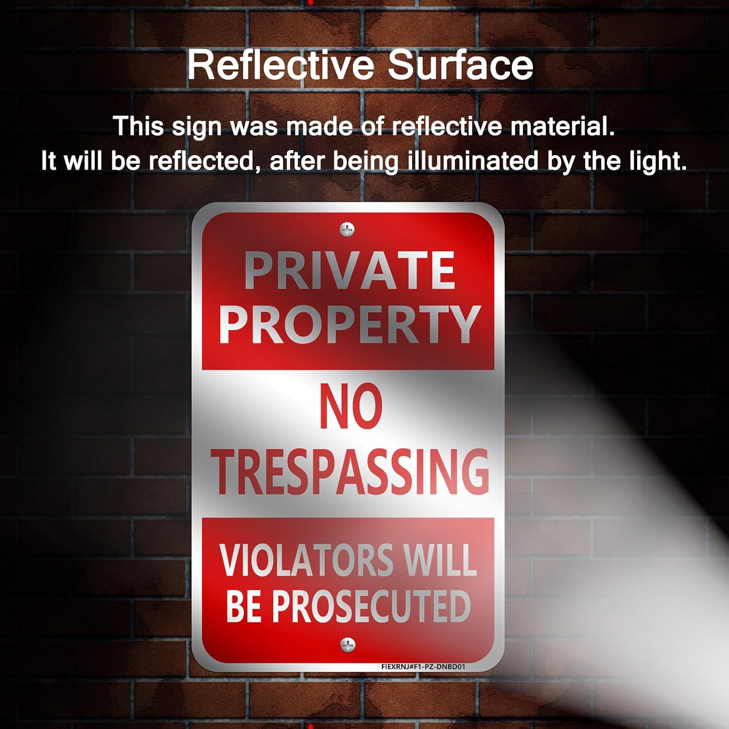 No Trespassing Signs Private Property, 12&Prime; X 18&Prime; Vertical 2 Pack, LED Night Glow
