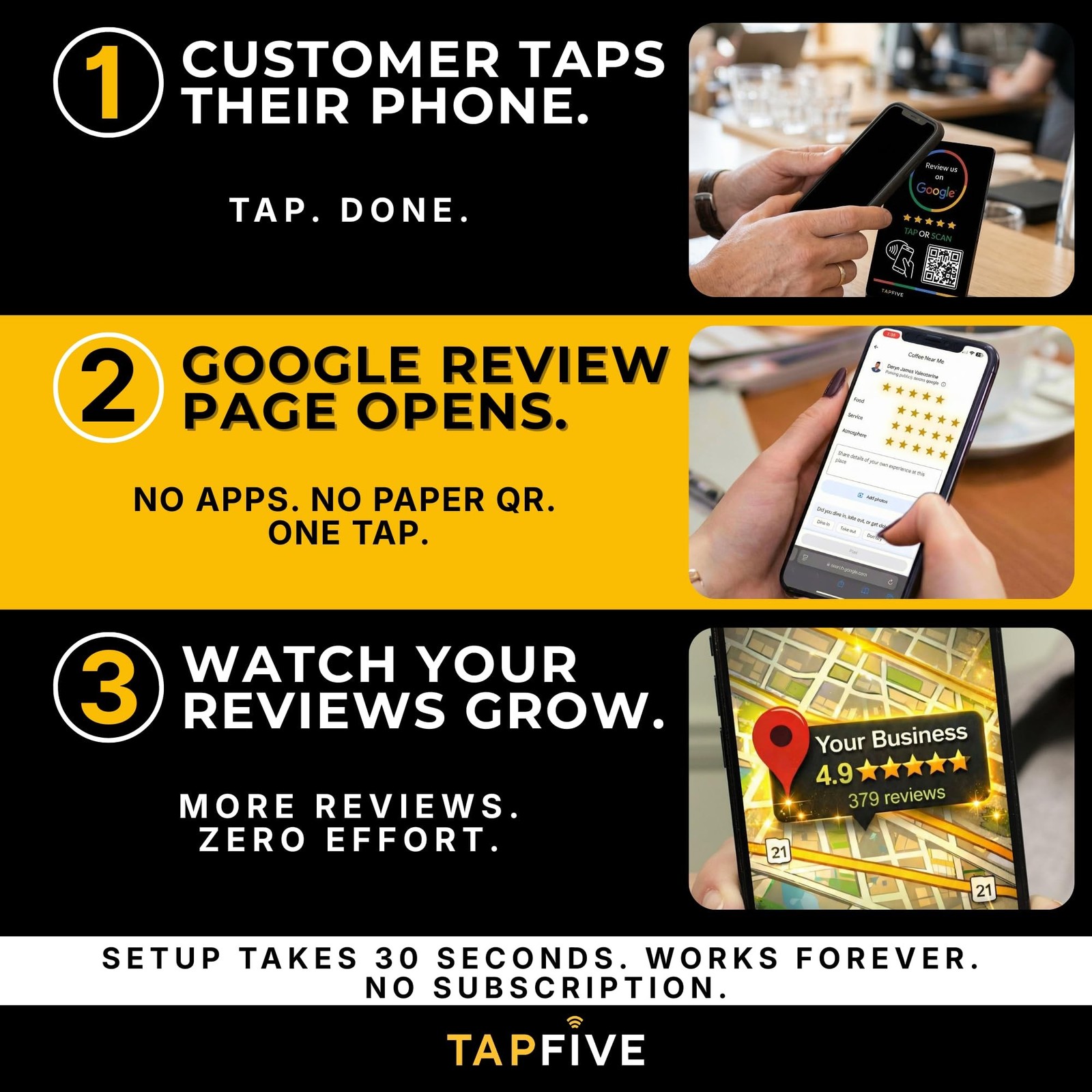 Google Review Stand NFC Tap & QR Code Sign for Restaurants, Salons, Retail & …