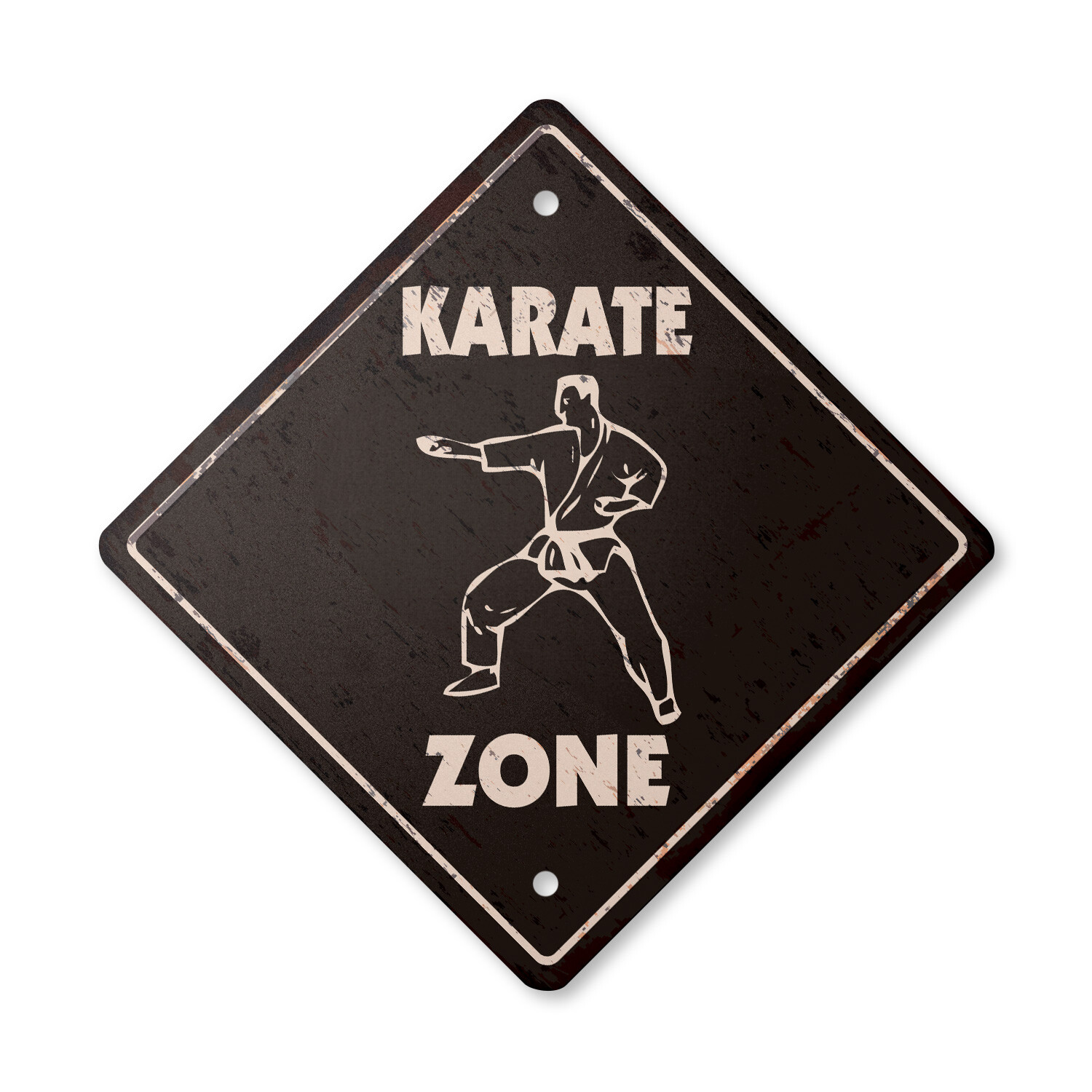 Karate Vintage Crossing Sign Xing Plastic Rustic patches kick gee belt mat class