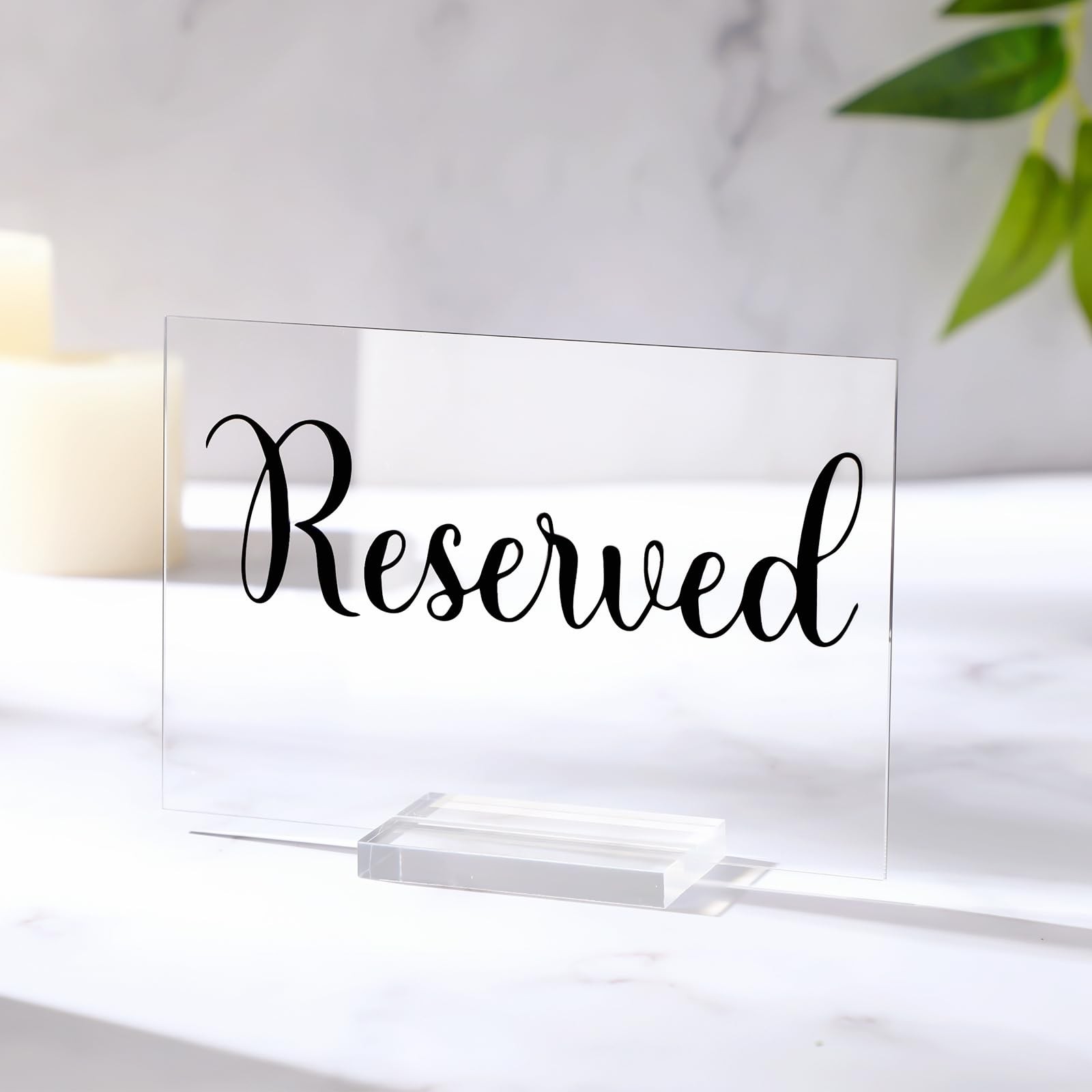 10 Set Clear Black Acrylic Reserved Table Sign With Holder Wedding Card