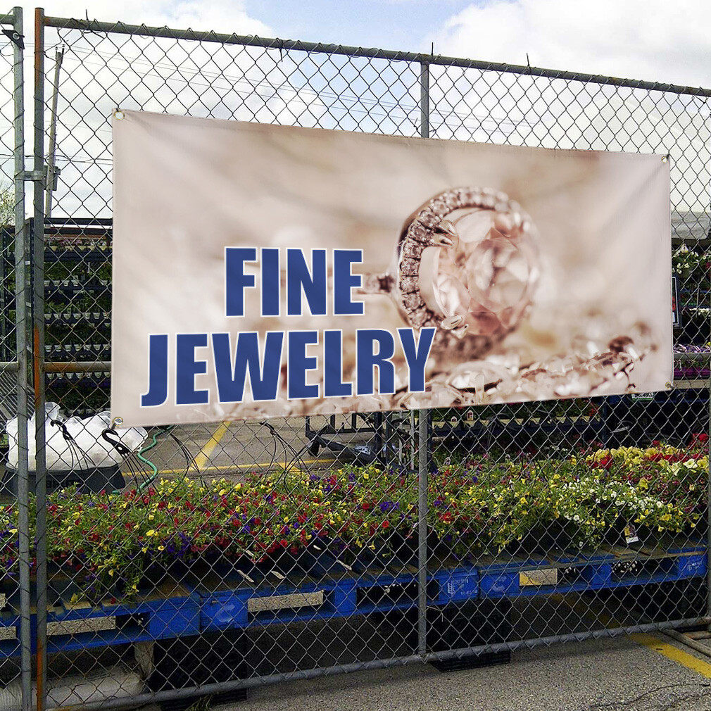 Vinyl Banner Multiple Sizes Fine Jewelry Outdoor Advertising Printing A Business